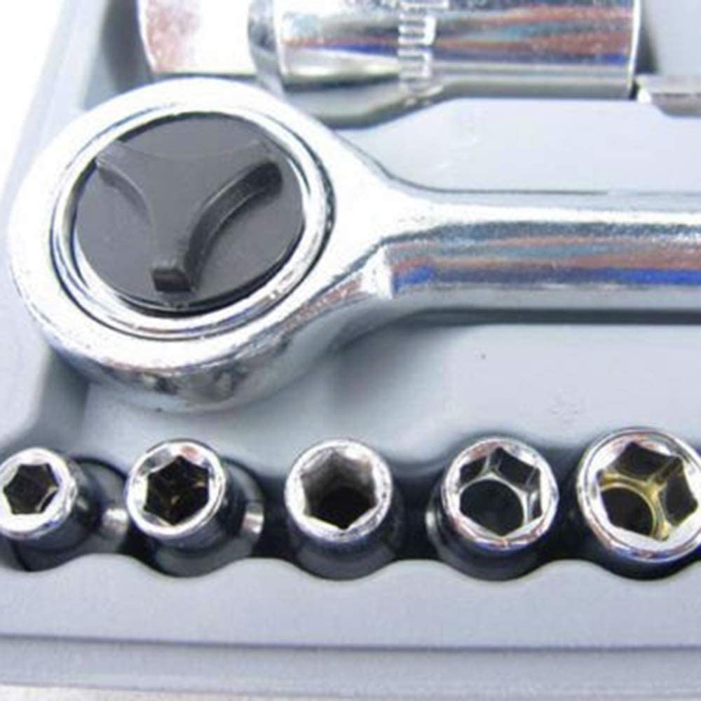 Llaves de Vaso Llaves de Carraca Juego de Herramientas de reparación de Hardware de Traje de Manga de Llave de Enchufe de Coche Juego de Caja de Herramientas de mecánico de Coche 40 Piezas 108