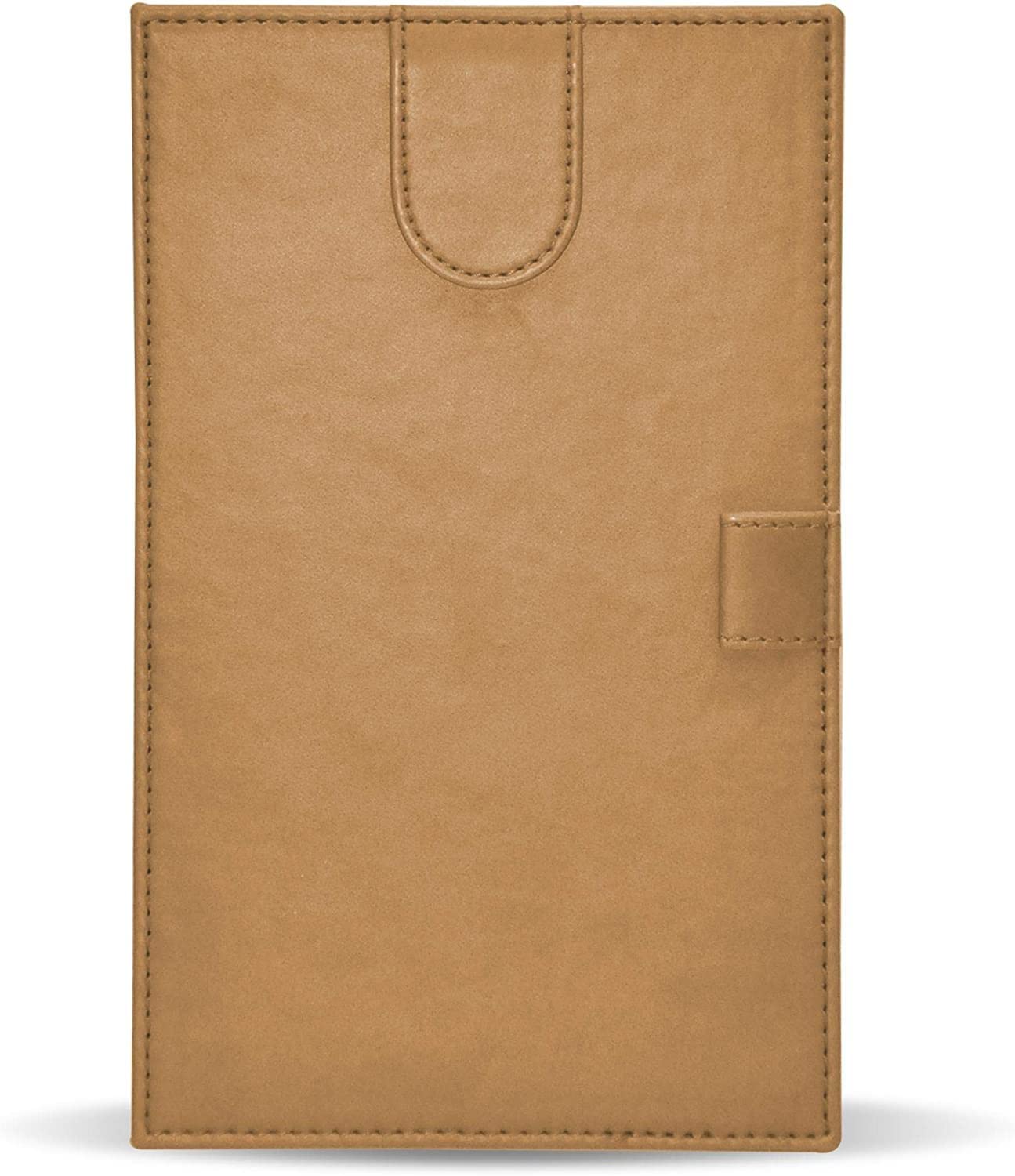 FISFSCLBF13X21BR Bill Folders with Italian PU Covers Magnetic Flap and Pen Holder, 130 mm x 210 mm Size, Brown