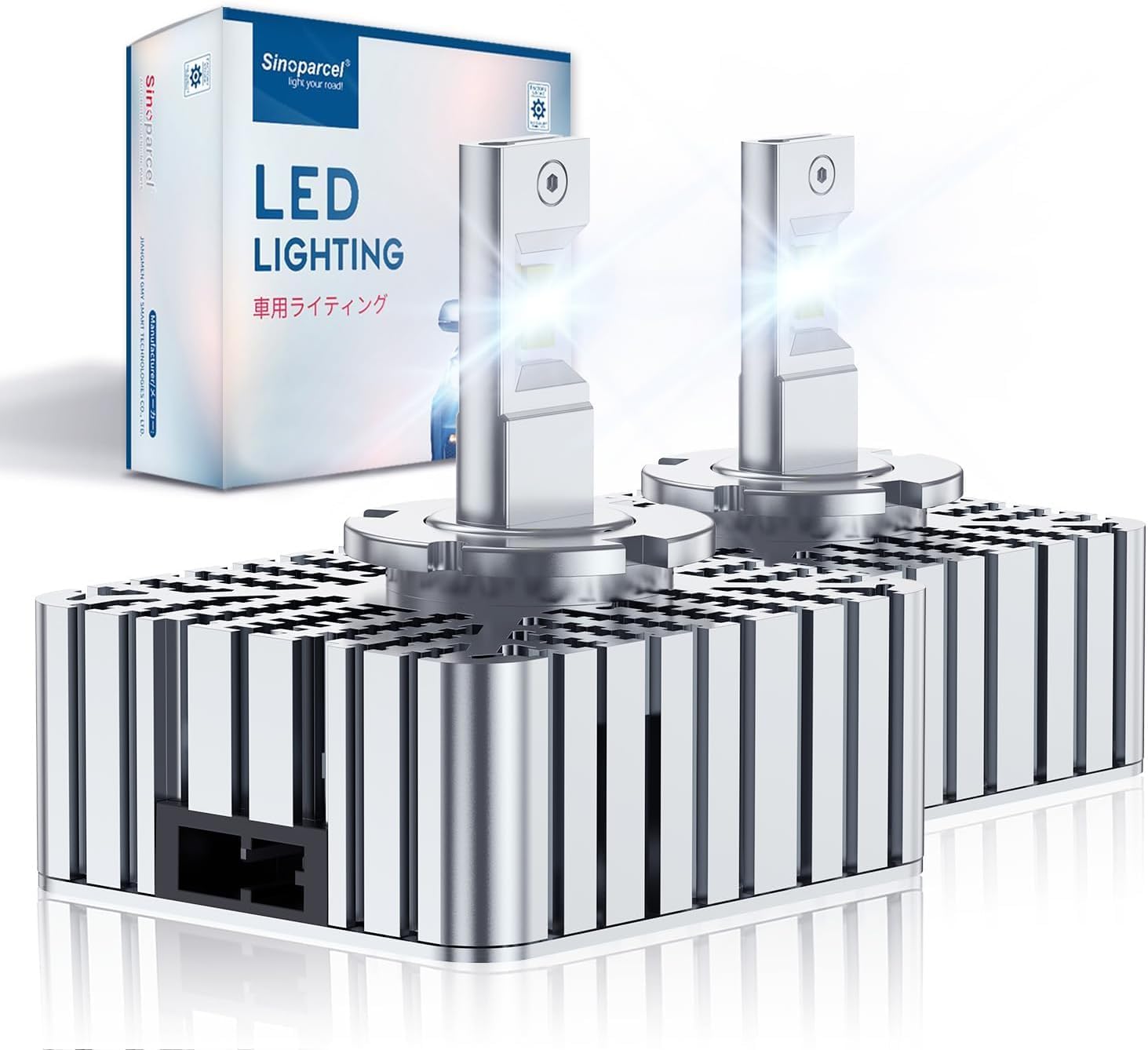 Sinoparcel D1S/D1R LED Headlight Bulb - 6000K 35W High and Low Beam Xenon HID Replacement Lights Pack of 2, D1S LED