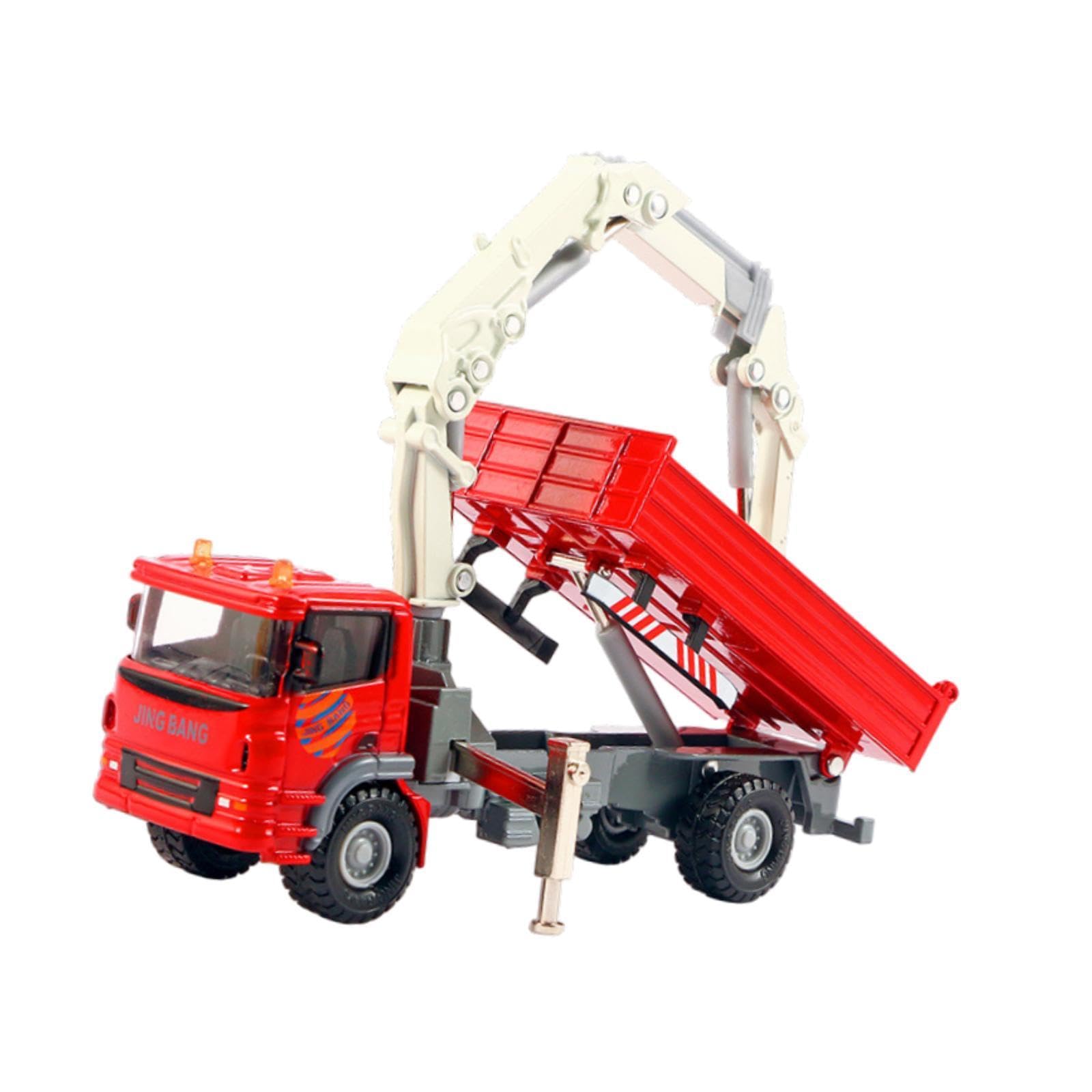 Almencla 1:60 Kran LKW Spielzeug, Valentinstagsgeschenke, Rollenspiel für Jungen Ab 3 Jahren, Druckguss Kran Modell, Spielzeug LKW für Den BAU, Rot