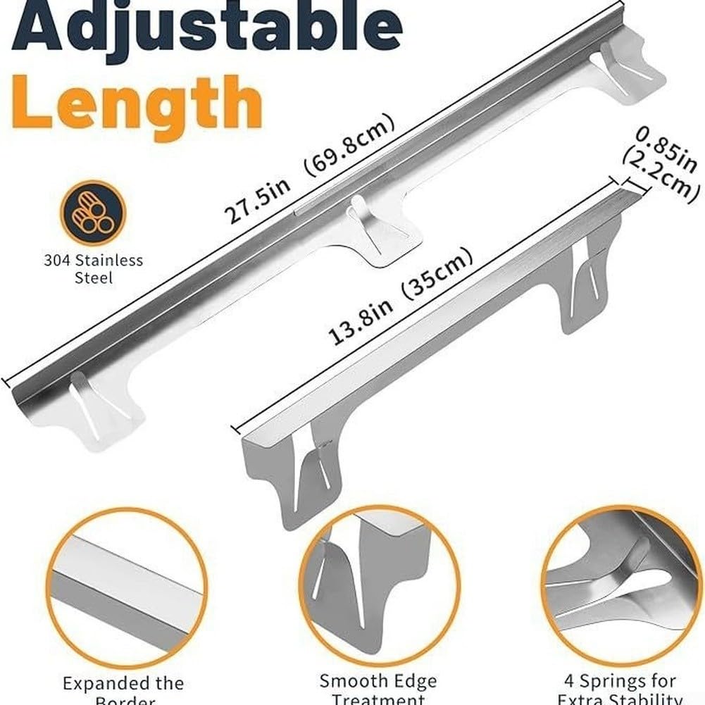 Cubre Huecos Estufa para acero Inoxidable 2 Unidades Ajustable 69,9 cm Antideslizante Cocina (K05 Black)