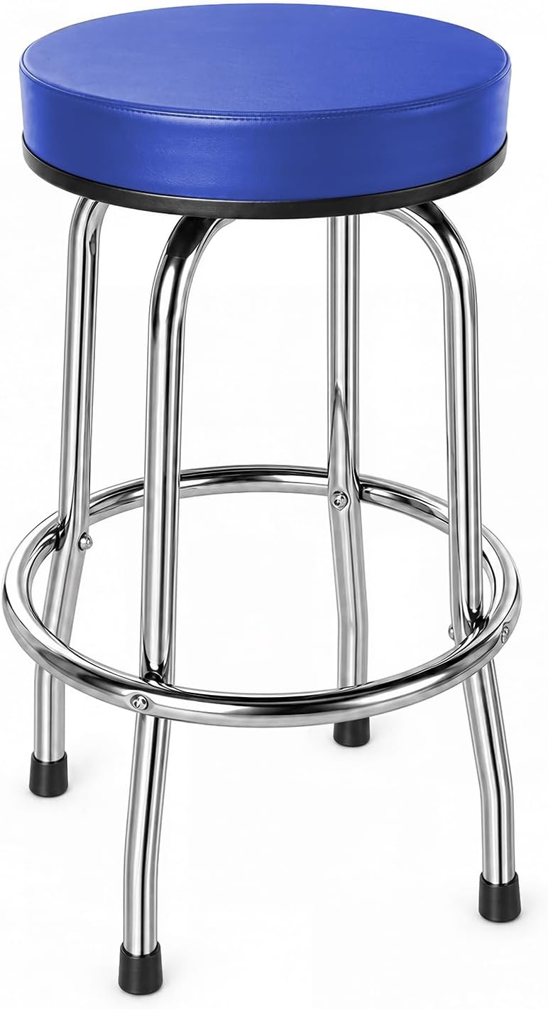BIG RED Chrome Swivel Bar Stool,Counter Height,Blue