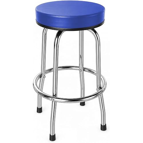 BIG RED Chrome Swivel Bar Stool,Counter Height,Blue