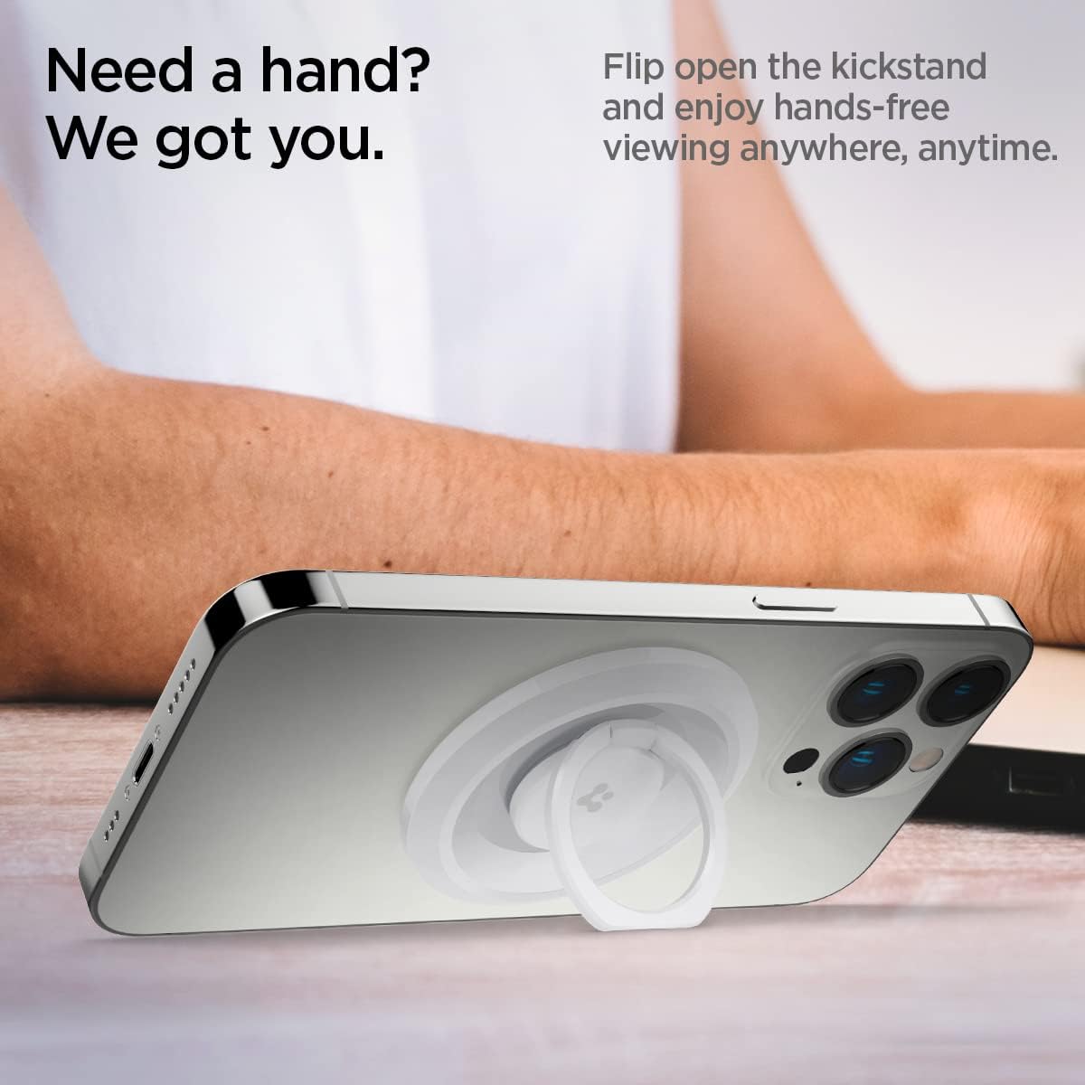 Spigen for MagSafe Phone Grip, O-Mag Ring (MagFit) Compatible with iPhone 17/16/15/14/13/12 Air/Pro/Pro Max, Galaxy S26 Series, Pixel 10 Series, Pixelsnap and Magnetic-Cases Magnetic Holder - White