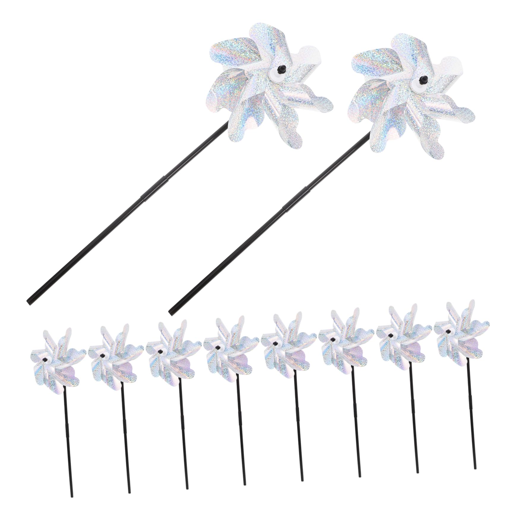 Yardwe 10pcs Bird Outdoor Bird Deterant Gardens Wind Spinners Lawn Farm Decor Windmill Stake Windmill Garden Spinning Windmill Garden Windmill The Pet Silver