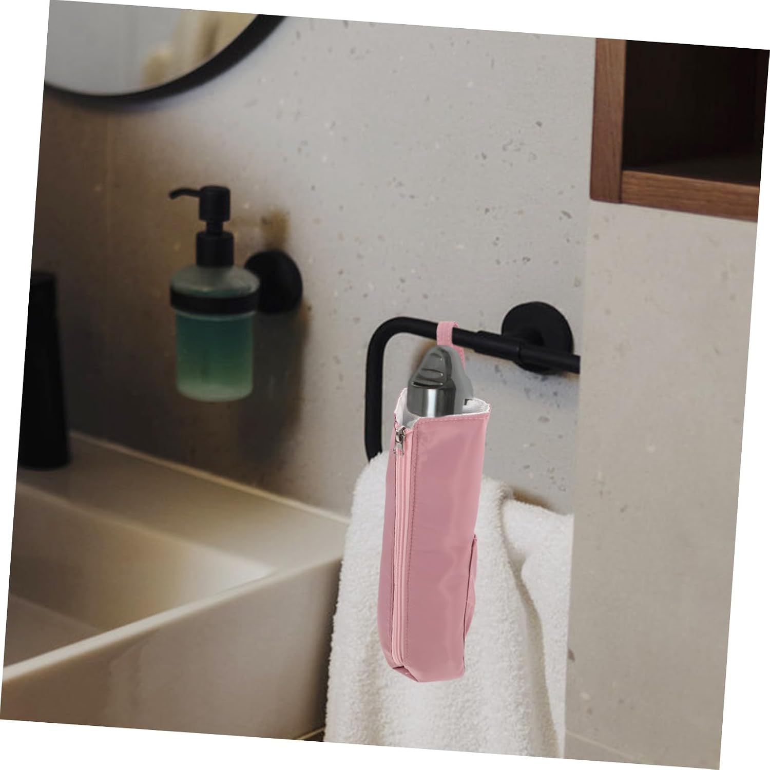 Heat Resistant Curling Iron with Hanging Hook Travel Case Portable Nylon Hair Care Bag Multifunctional Storage Organizer Pouch for Home and Travel
