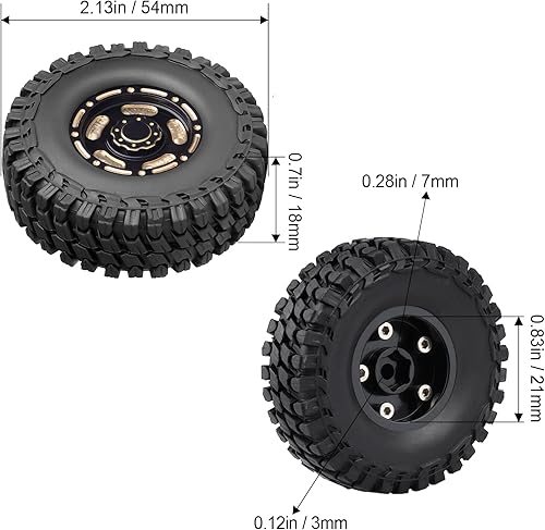 Miniatura 2 de HobbyPark Ruedas y neumáticos Beadlock de latón 1.0 para piezas de actualización TRX4M 1/18 SCX24 1/24 RC 1/18, juego de 4 (Tipo D)