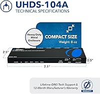 Vista 5 de OREI Divisor HDMI 1x4 2.0 con extractor de audio escalador 4 puertos con Full Ultra HDCP 2.4K a 60Hz y 3D compatible con control EDID - UHDS-104A
