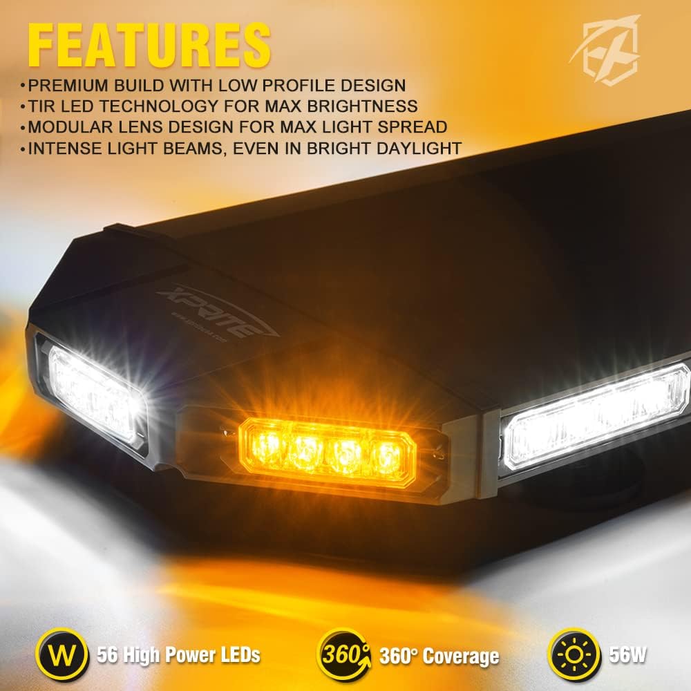 Weekly Top Sale Xprite 27 White Amber Emergency Strobe Light Bar, Black Hawk High Intensity LED Warning Security Rooftop Caution Lightbar for Tow Trucks Construction Vehicle Patrol Cars Snowplow Safety Super Sale 🛒 Xprite 27 White Amber Emergency Strobe Light Bar, Black Hawk High Intensity LED Warning Security Rooftop Caution Lightbar for Tow Trucks Construction Vehicle Patrol Cars Snowplow Safety