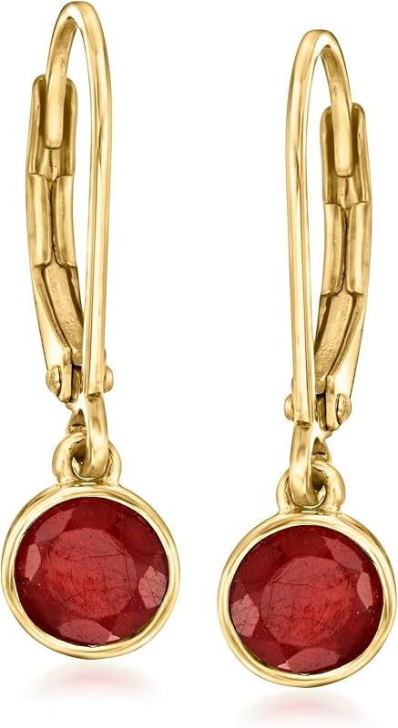 1.50 ct. t.w. Bezel-Set Ruby Drop Earrings in 18kt Gold Over Sterling