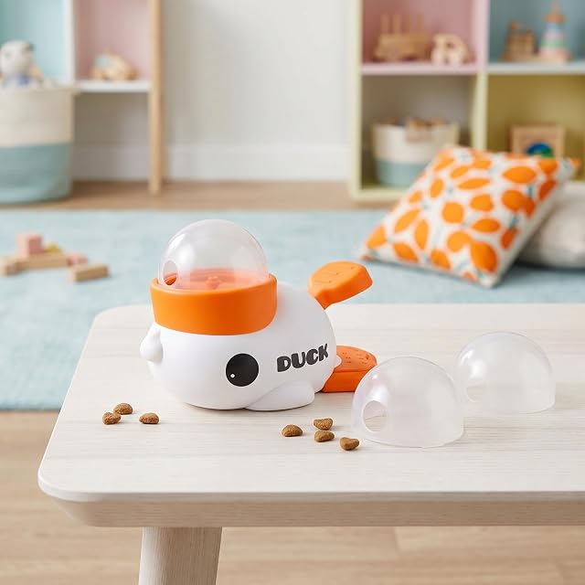 Foto 3 de 7 de Dispensador de Alimentos para Mascotas, Comedero con Forma de Pato con 3 Tamaños de Orificios de Dispensación
