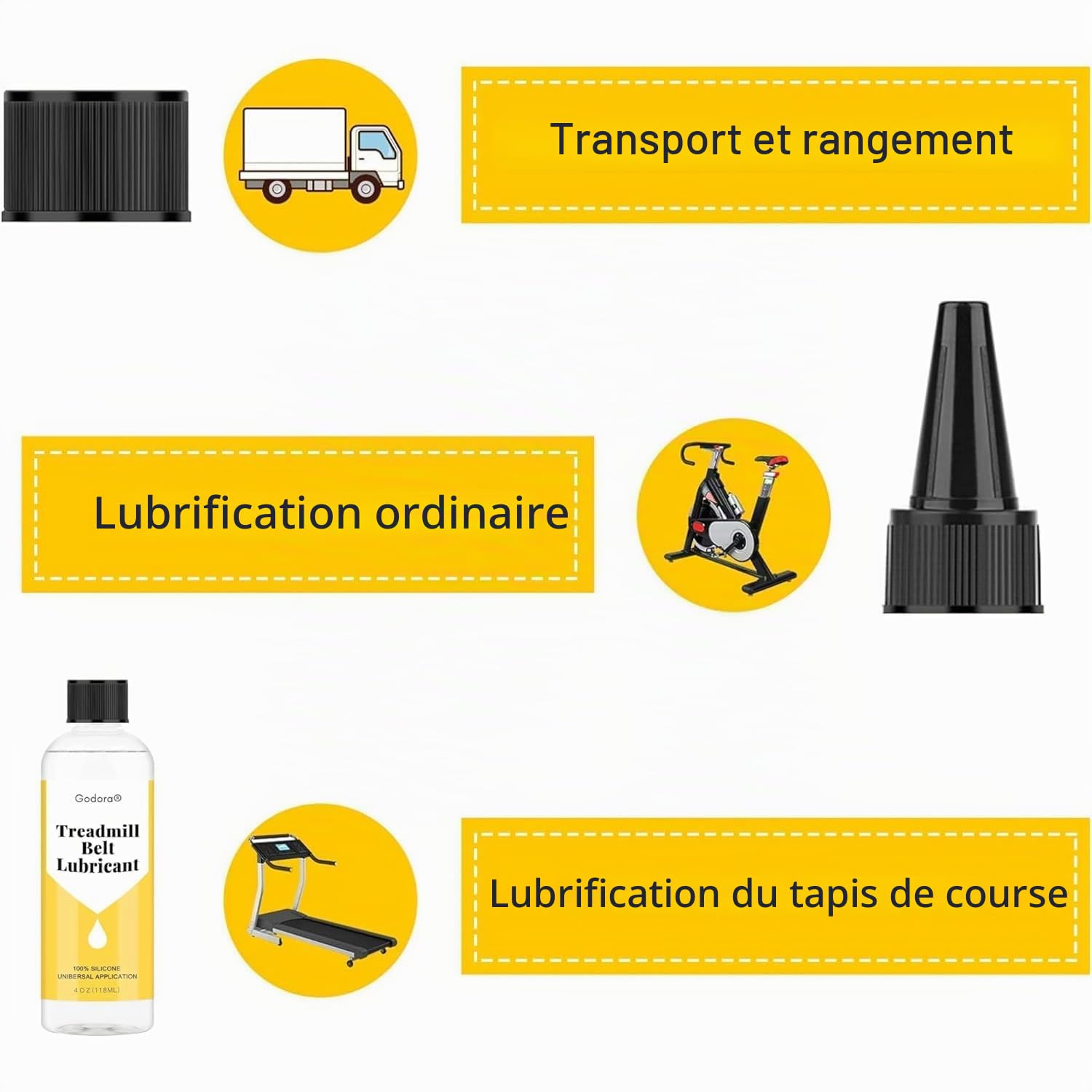 Lubrifiant 100 % silicone de qualité supérieure pour lubrification de courroie de tapis de course, facile à appliquer, convient à presque tous les types de tapis de course