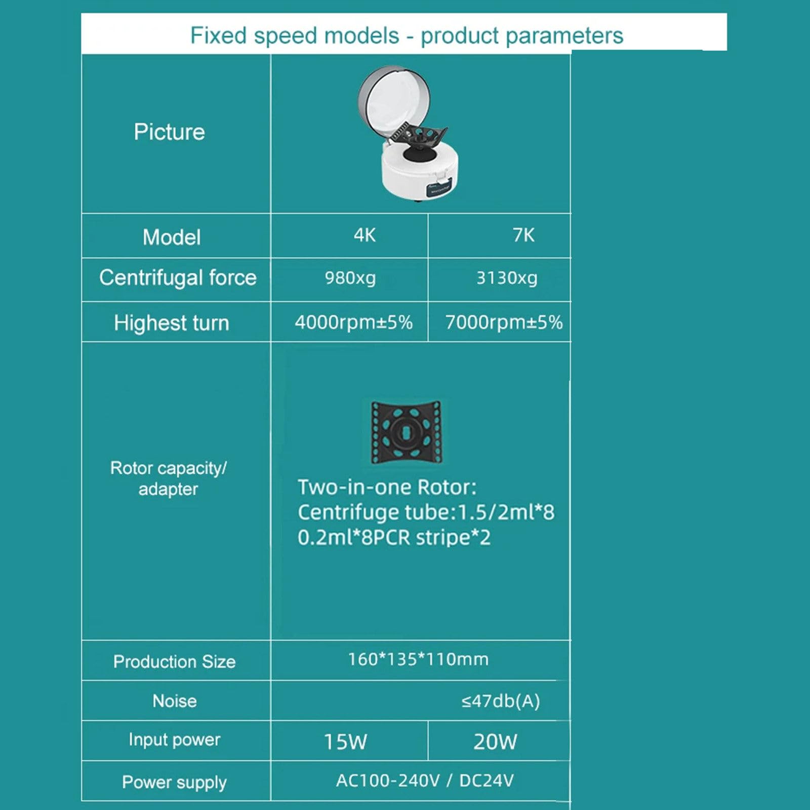 Mini centrífuga de laboratorio PCR digital con velocidad ajustable de 7000 rpm para tubos de centrífuga y microtubos de recolección de sangre,4000rpm