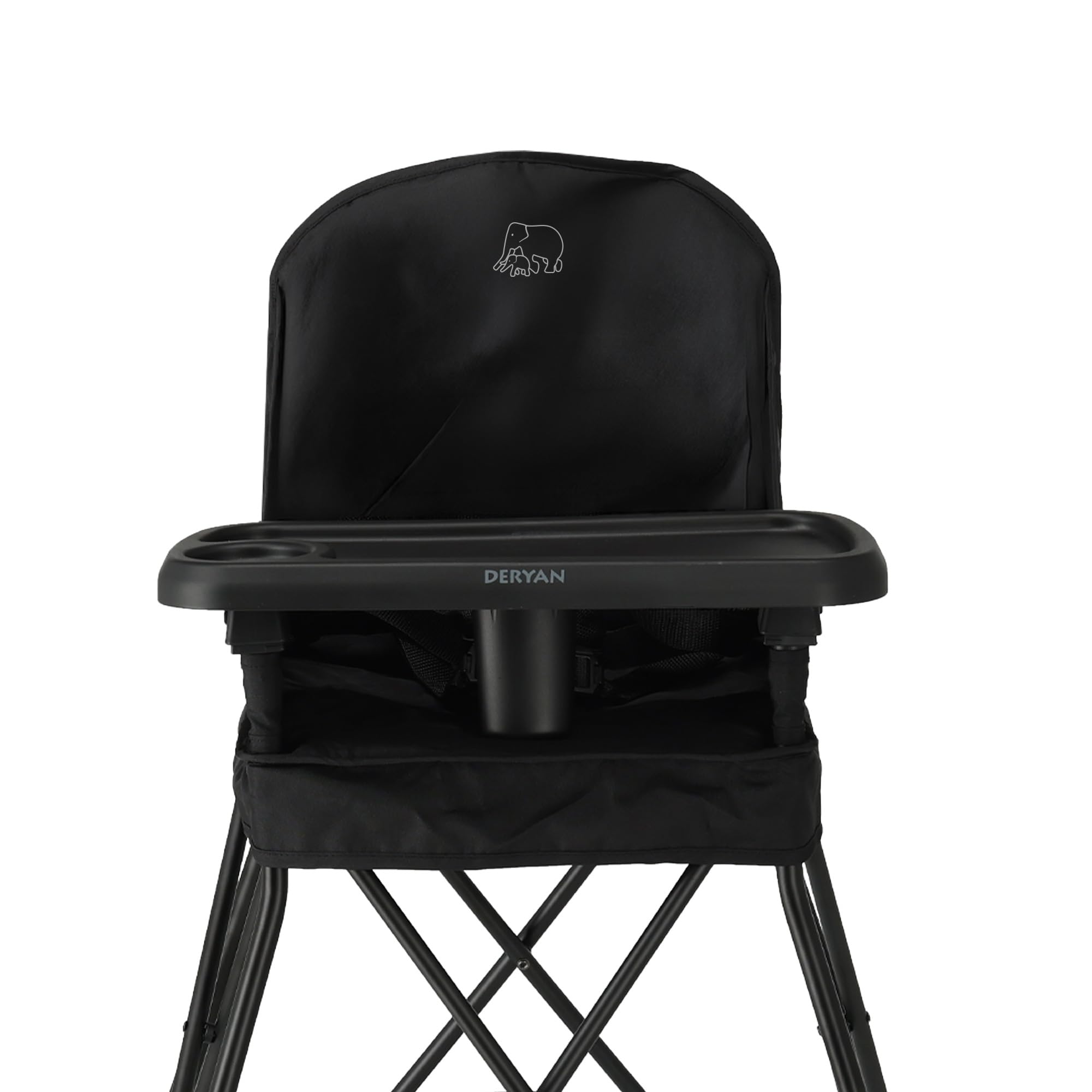 Deryan Pop 'N Sit Trona Plegable con Asiento Incluido, Ligera y Estable, con Bandeja, Lavable, Negro, para Bebés a partir de 6 Meses
