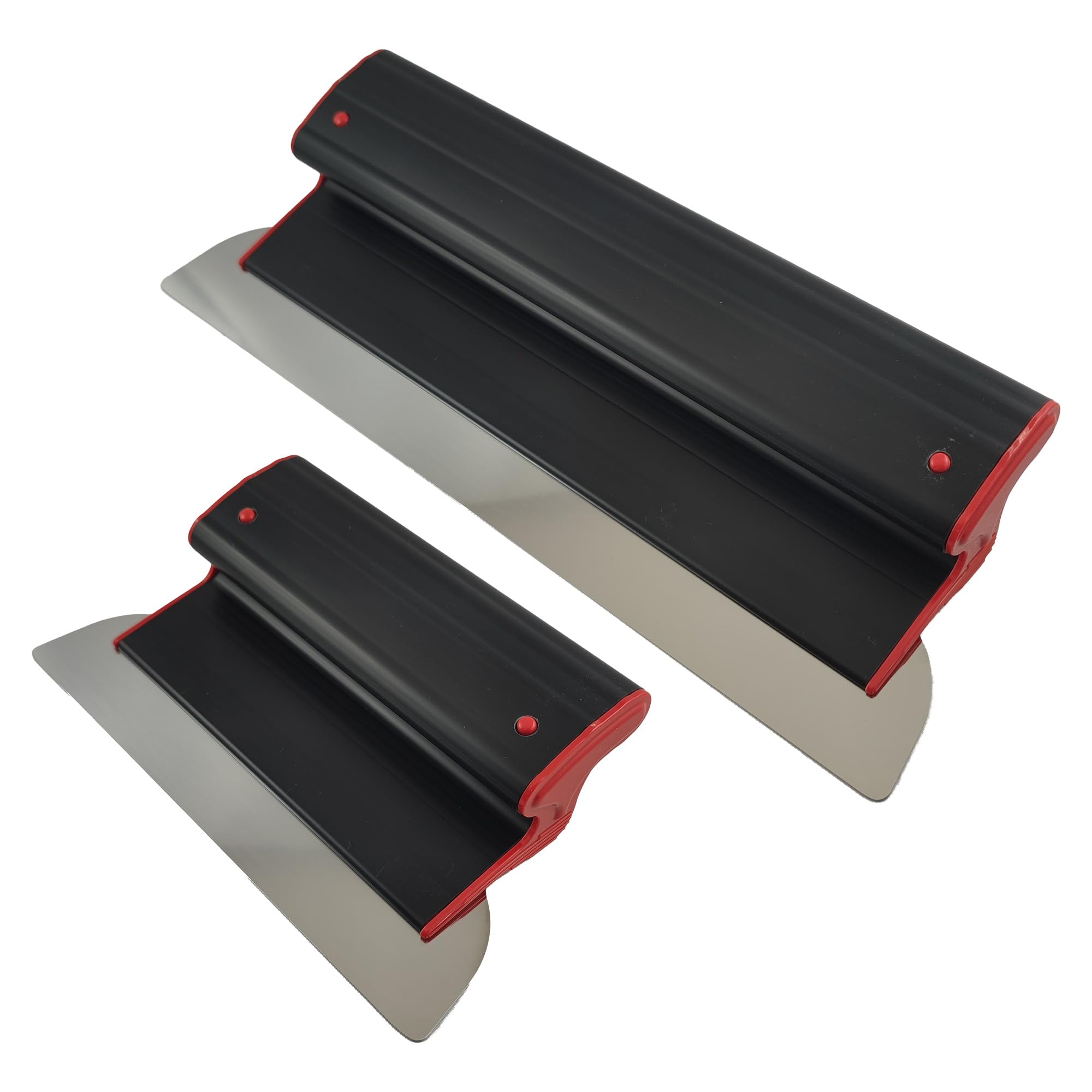 Ergoplast - Set di 2 spatole da 40 cm + 60 cm, per cartongesso, in acciaio inox da 0,3 mm, impugnatura in plastica, ultra leggera, per intonacare e stucco
