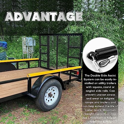 VONLX 2 Sided Lift Assist System Tailgate Utility Trailer Gate Liftgate Ramp Lift Fit for Open Utility Trailers Tailgate and Ramp - Thumbnail 2