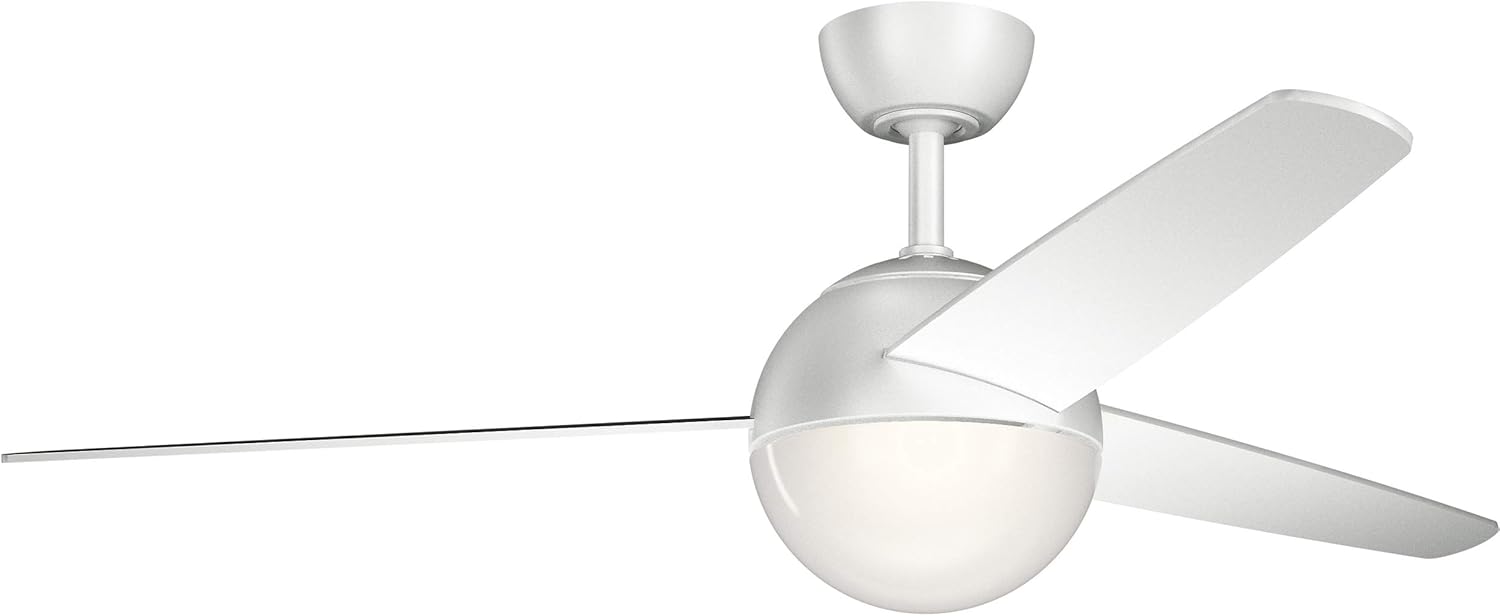KICHLER 300710MWH Protruding Mount, 3 White Blades Ceiling fan with 17 watts light, Matte White