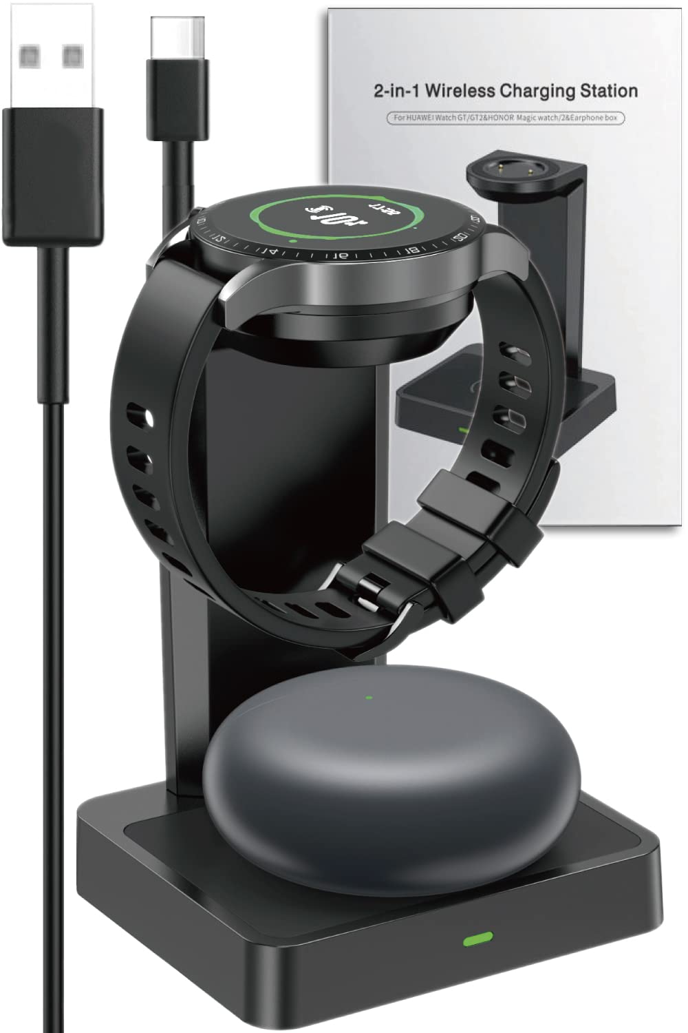 Amazon.co.jp: 2in1 ワイヤレス充電器 黒 HUAWEI WATCH GT GT2  