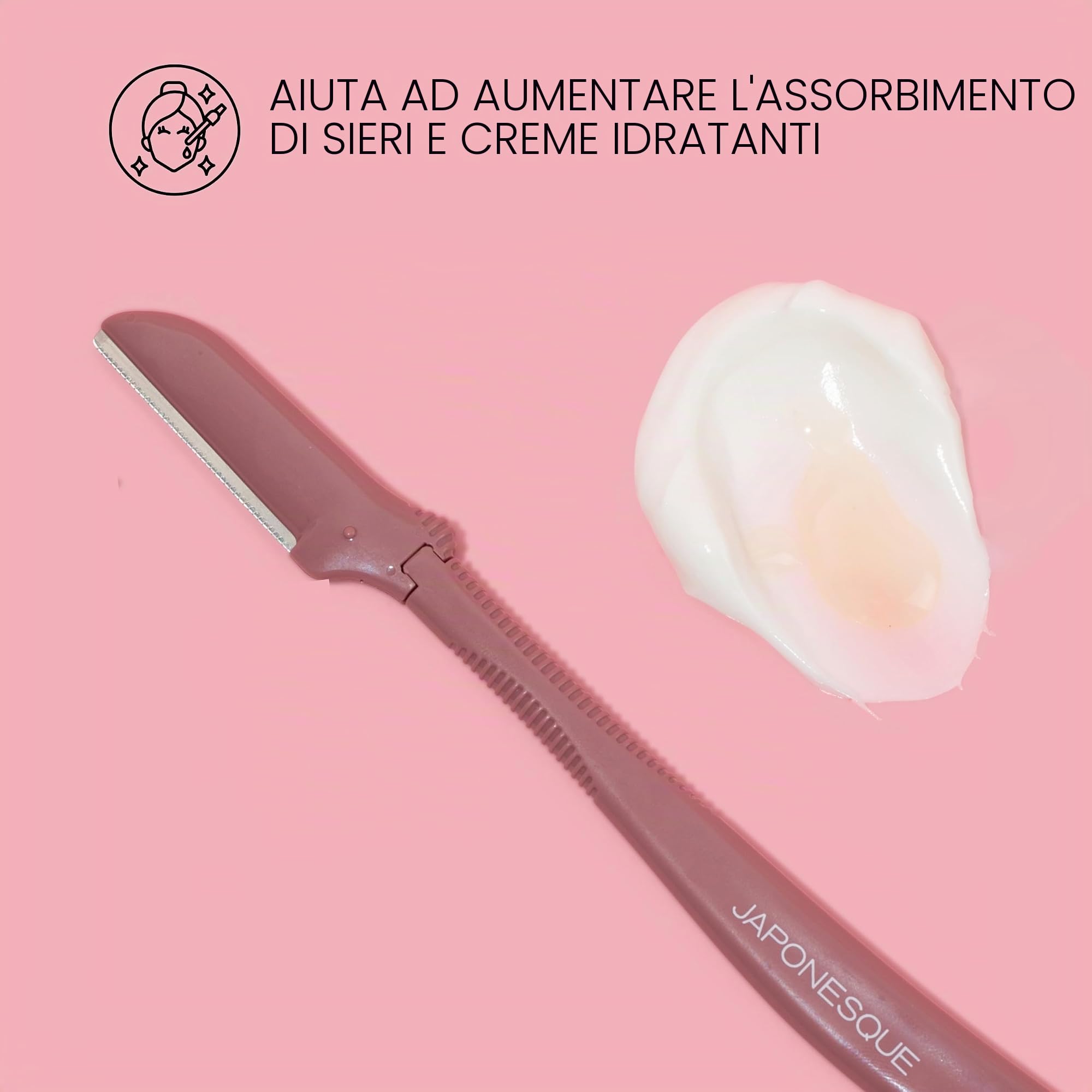 Japonesque Dermaplaner rasoi per il viso per l'esfoliazione e la rimozione dei peli, aumenta l'assorbimento di siero e crema idratante e la luminosità della pelle