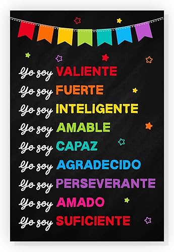 Miniatura 1 de Jinniee Yo Soy Valiente Fuerte Amado - Póster inclusivo en español, afirmaciones positivas para niños, autoestima, escuela en casa, decoración de