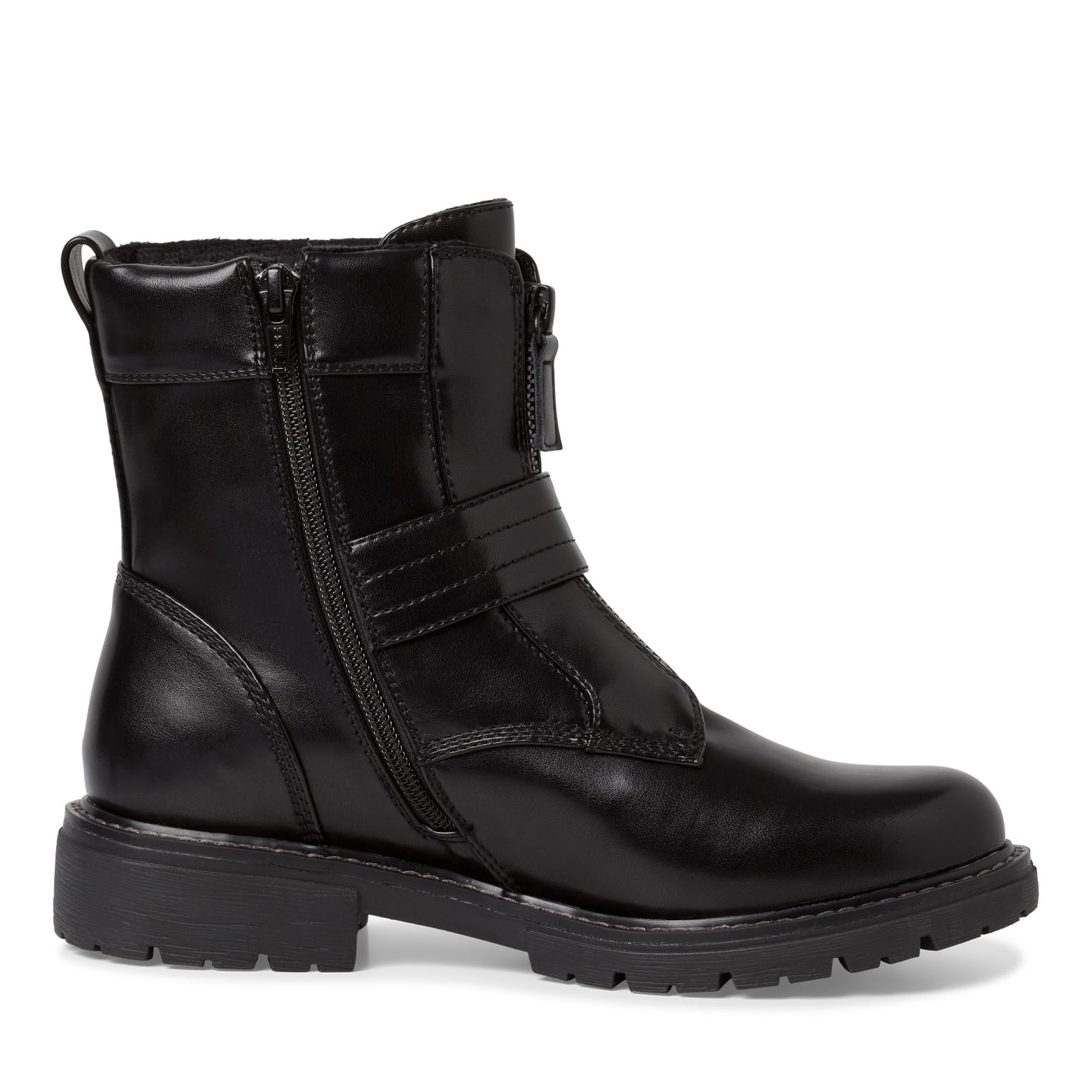 Jana Women’s Ankle Boots Flat Faux Leather with Buckle Wide H Extra Width, Black, 3,5 UK