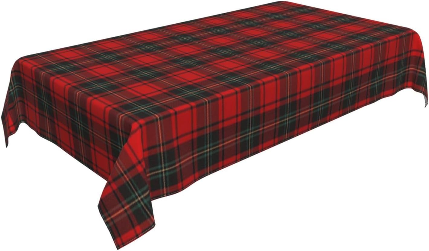 AGAYNA Checkered Christmas Tablecloth Rectangle 60x120 Inch Red Green Plaid Table Cloth,Stain Resistance Retro Winter Xmas Holiday Table Covers for Kitchen Dining,Small Tablecloth for Party Picnic