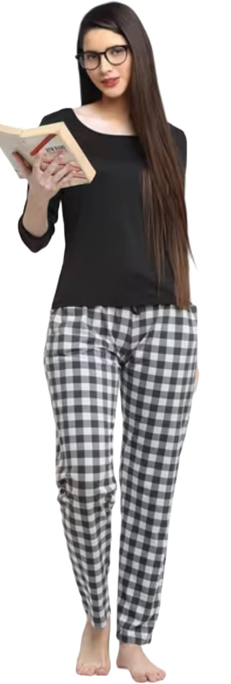 Women's Regular Fit Cotton Checkered Casual Pyjama Lower Pant (Color-Black) Pack of 1-Size-M-L-XL-XXL-30-32-34-36-38--image-38