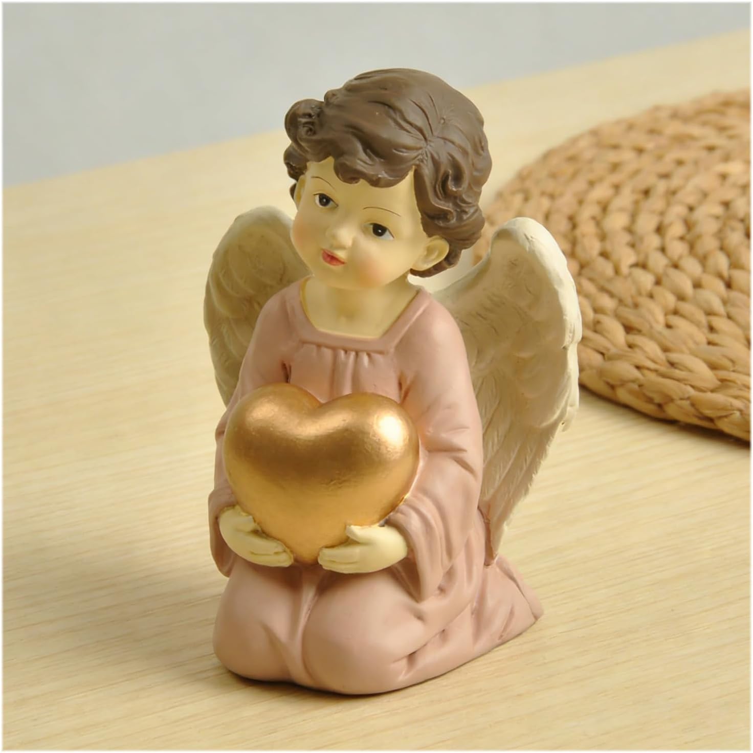 Holding Heart Kneeling Angel Statue – 3.74'' Small Resin Girl Angel Statue, Guardian Spiritual Decorative Angel Ornament, Hand-Painted Collectible Figurine for Home - Image 2