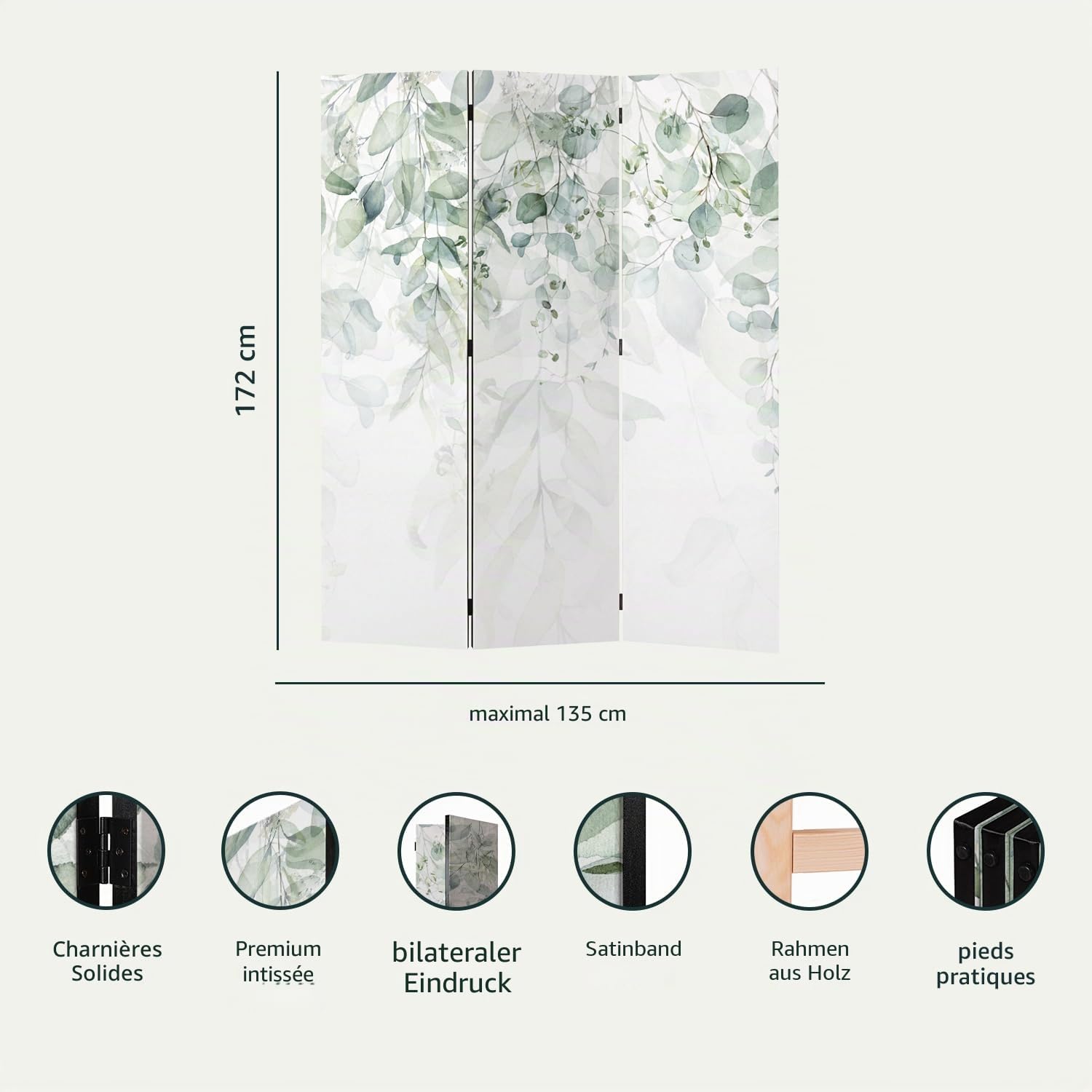 RAUMTEILER/PARAVENT B&D XXL Raumteiler Wald Baum Natur Foto Paravent 135x172 cm beidseitig auf Vlies-Leinwand Bedruckt Trennwand Spanische Wand Sichtschutz Raumtrenner Home Office grün c-B-0183-z-b