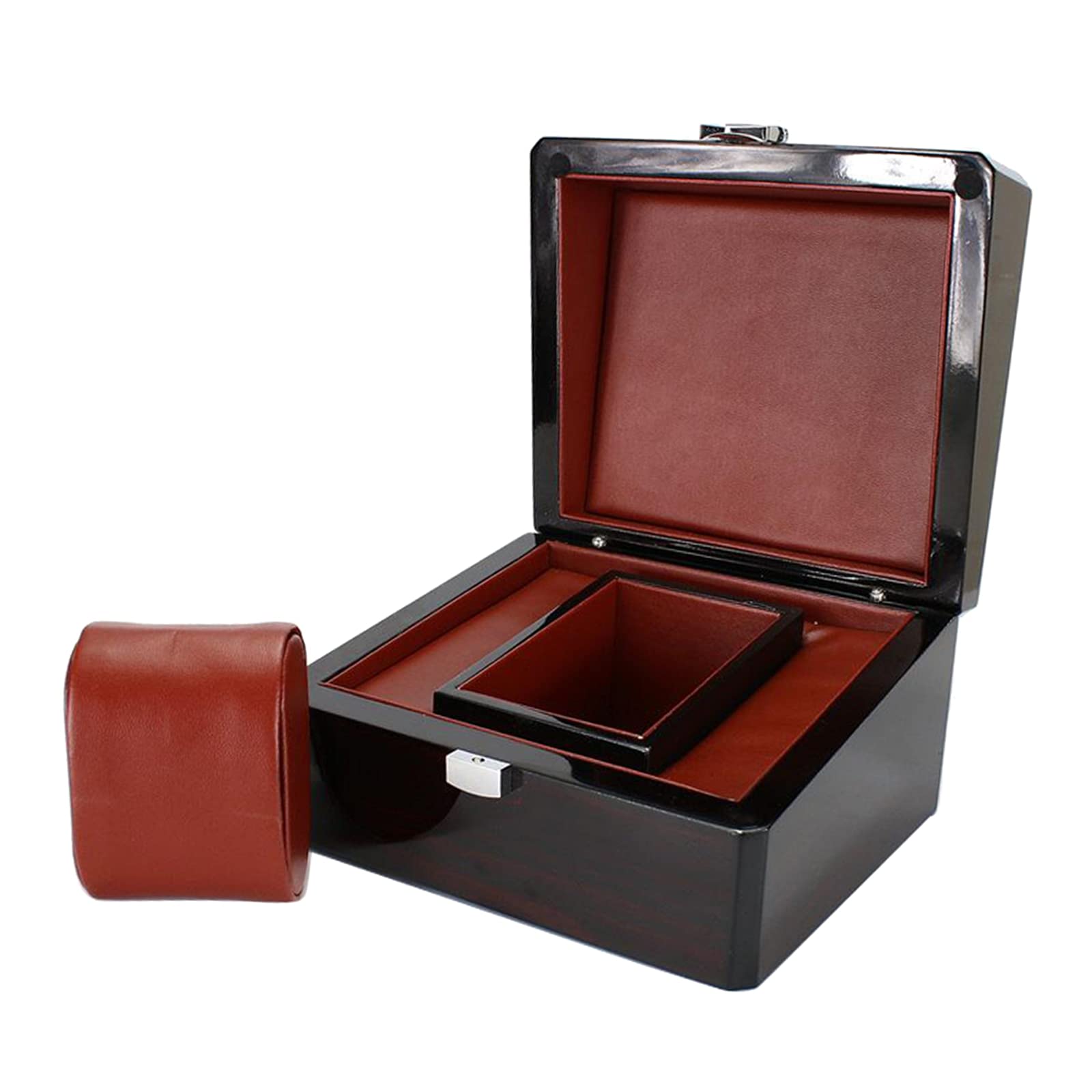 Boîtier de montre en bois massif HU803 rangement bijoux et bracelets