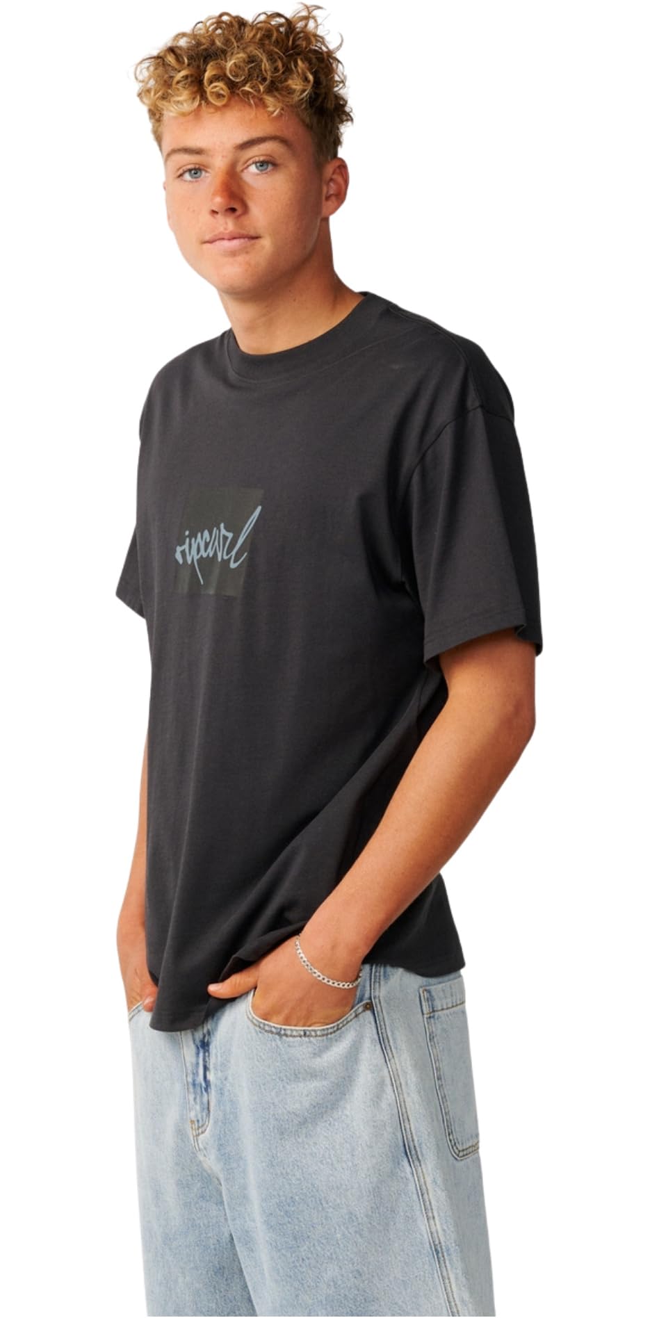 Rip Curl 2026 Hommes Script D'icones Rip T-Shirt 0X8MTE - Washed Black