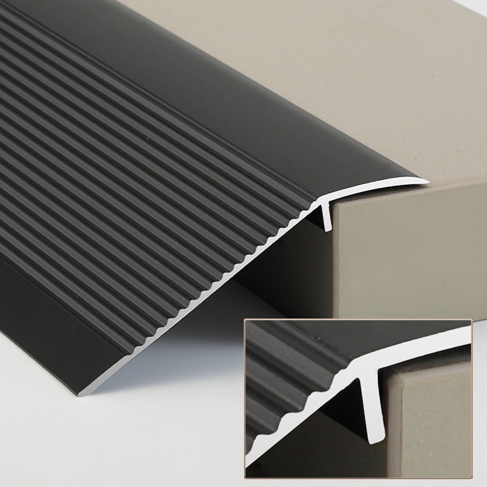 SAGIDAR Tira De Transición De Piso Anchura 10cm, Tira De Borde De Umbral, Umbrales Interiores De Aluminio, Fácil De Limpiar, Formación De Pendientes Seguras, Tiras Antideslizantes para Peldaños