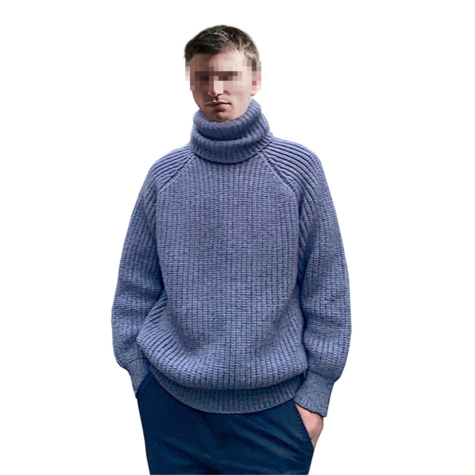 Vogrtcc Suéter grueso del suéter del invierno del cuello alto de los hombres, rosso, XXXL