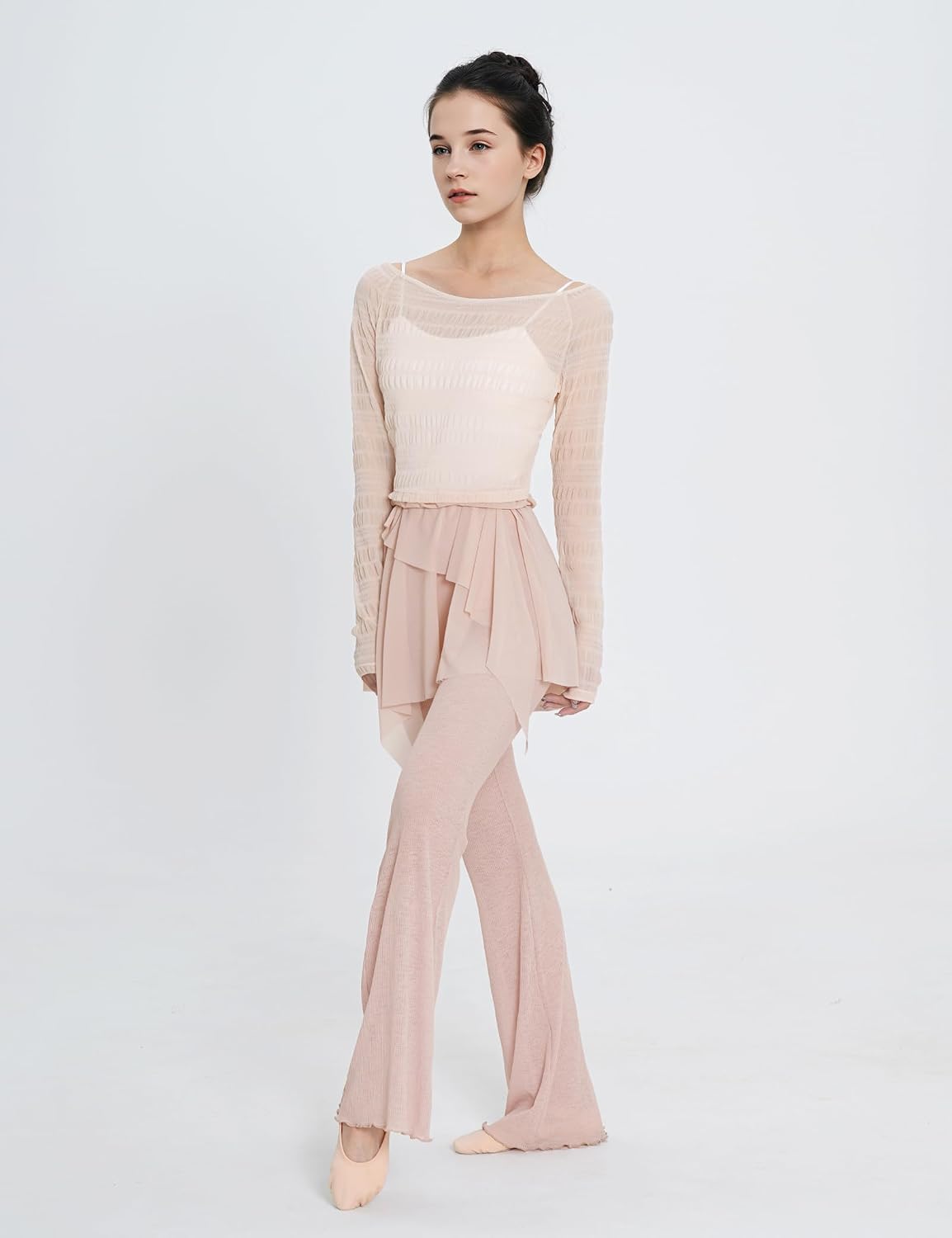 Ballet Skirt for Women, Asymmetric Mesh Skirt with an Elasticated Waistband