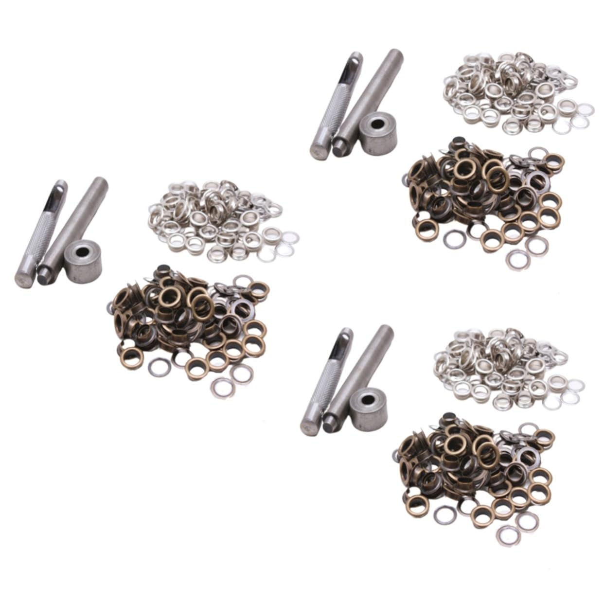 ULTECHNOVO 300sets Occhielli Ottone Antico e Argento Con Strumenti Kit Per Abbigliamento Scarpe e Progetti Fai Te Per Colore Resistente e Duraturo
