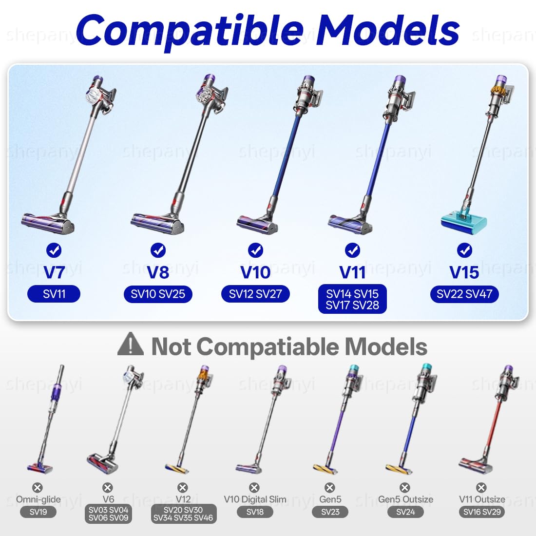 Cabezal de Cepillo de Rodillo Suave–Piezas de Repuesto de Cepillo Softwalze Compatibles para Dyson V7,V8,V10,V11,V15 y Modelos SV–para una Limpieza Suave de Suelos Duros.