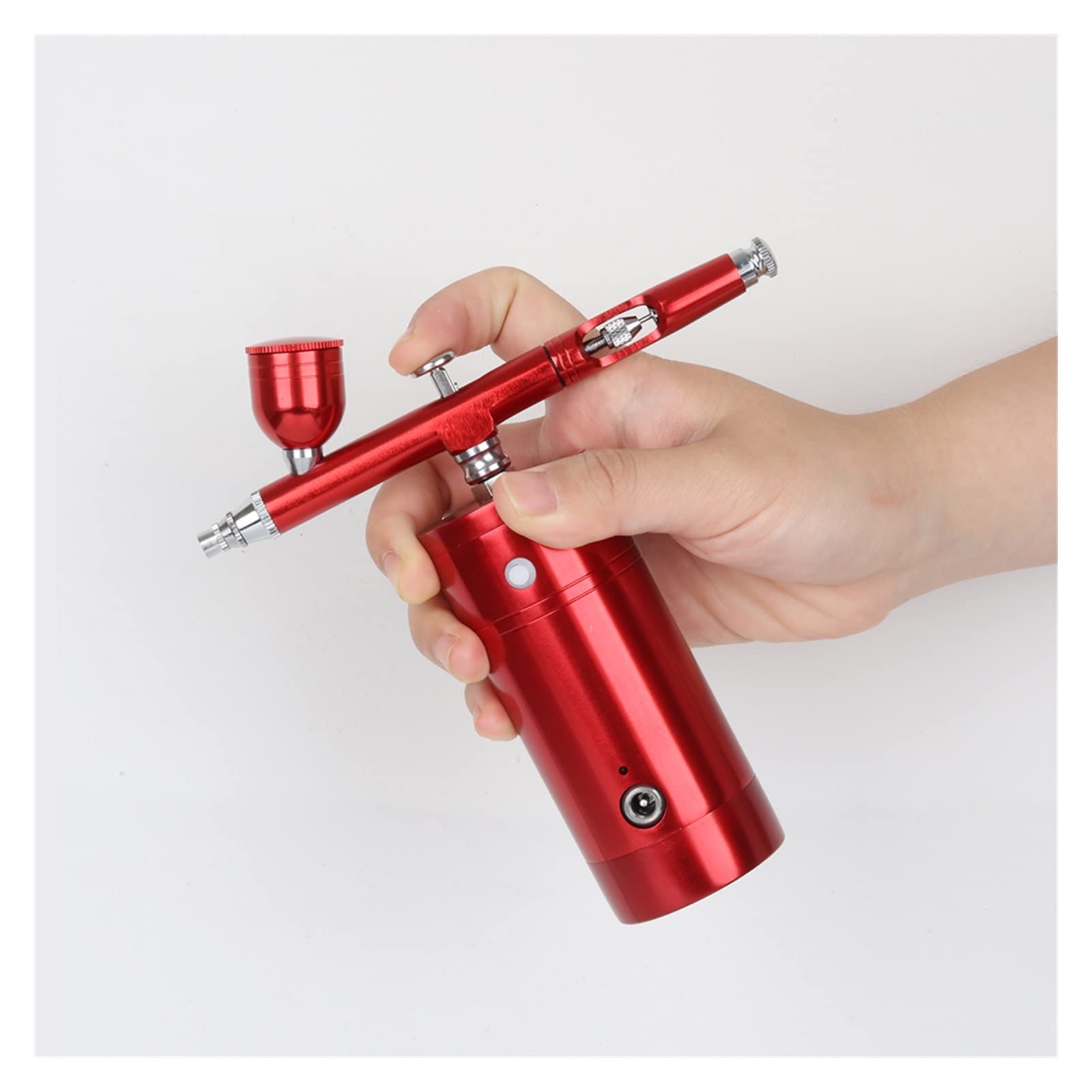 Kit de aerógrafo con pulverizador de Pintura, Juego de Mini compresor, Pistola pulverizadora de acción única para Maquillaje, decoración de Pasteles, Taza de Cuidado Facial de barbero reemplazable p