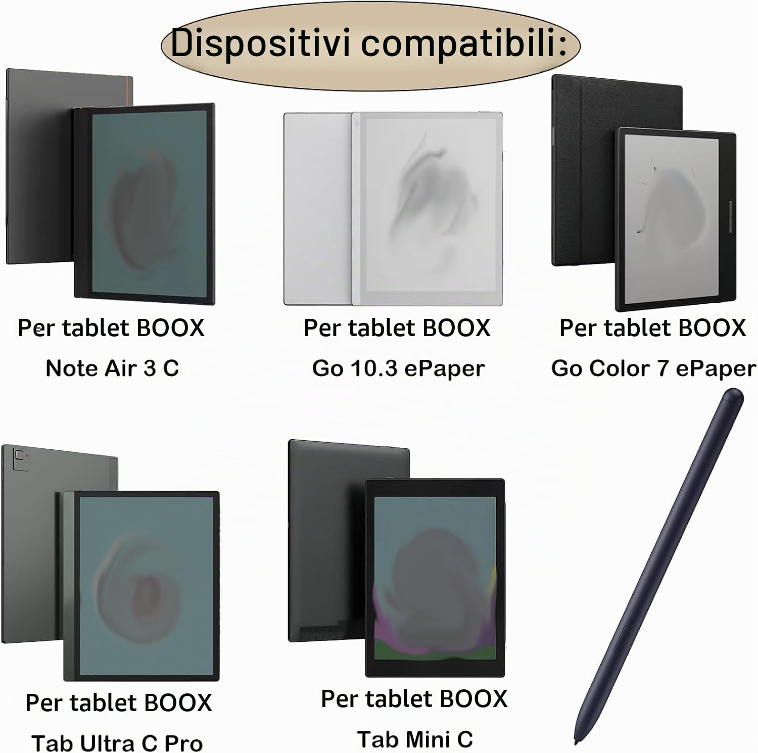 Stylus Pen per il Tablet E Ink BOOX Note Air 3 C 10.3 ePaper Penna, BOOX Go 10.3 ePaper/Tab Ultra C Pro + 5 Punte,Colore:Nero