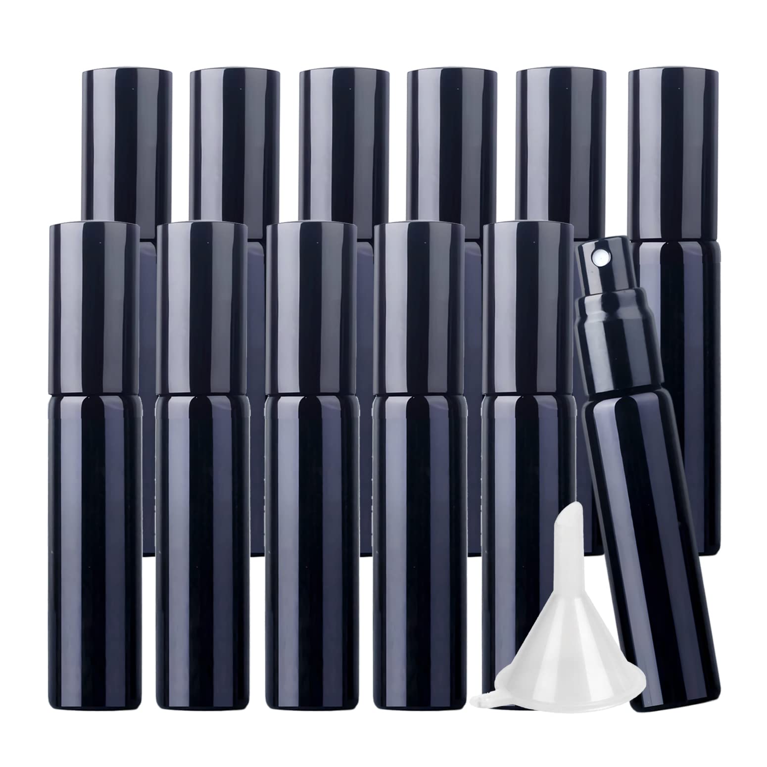 48 Pezzi 10ml Nero Vetro flacone pray Perfume Porta Profumo in Vetro Piccolo Flacone Spray per Nebbia Portatile, Cosmetica, Viaggio, Bottiglia di Profumo