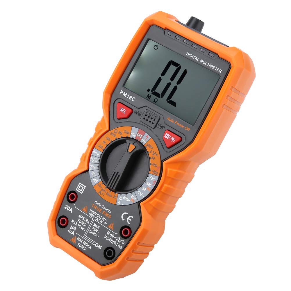 Digitales Multimeter PEAKMETER 6000 zählt intelligente Temperaturmessgeräte Spannungsprüfgerätes True RMS Backlight Display Strom Widerstand Kapazität Frequenz NCV Tester Diodentest