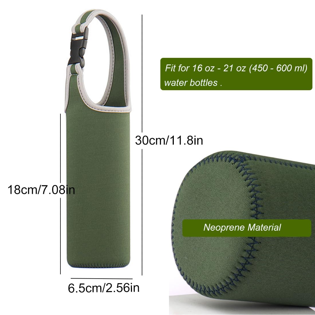 TuNan 3PCS Water Bottle Carrier with Shoulder Strap 16oz-21oz, Neoprene Sleeve Cup Holder Pouch with Carrying Handle for All Portable Sport Water Bottle - Image 2