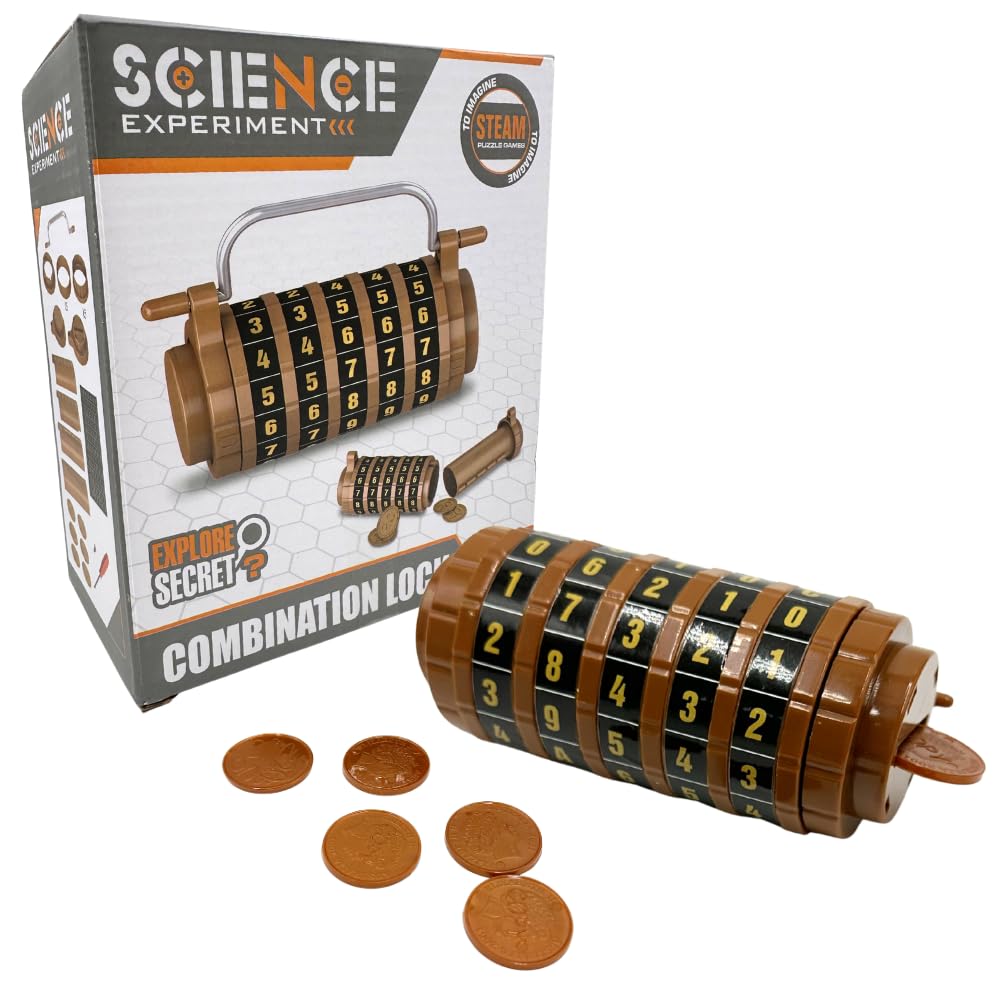 Cryptex Da Vinci Puzzle Box – Lucchetto a combinazione segreta, Puzzle Logica e Mistero, Puzzle Stem Educativo con Monete, Gioco di Ingegneria per Bambini e Adulti
