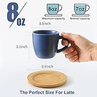 Vista 58 de Hasense Juego de tazas y platillos de porcelana para capuchino de 6 a 6 onzas Demitasse Espresso con asa, perfectas para café con leche, café moca