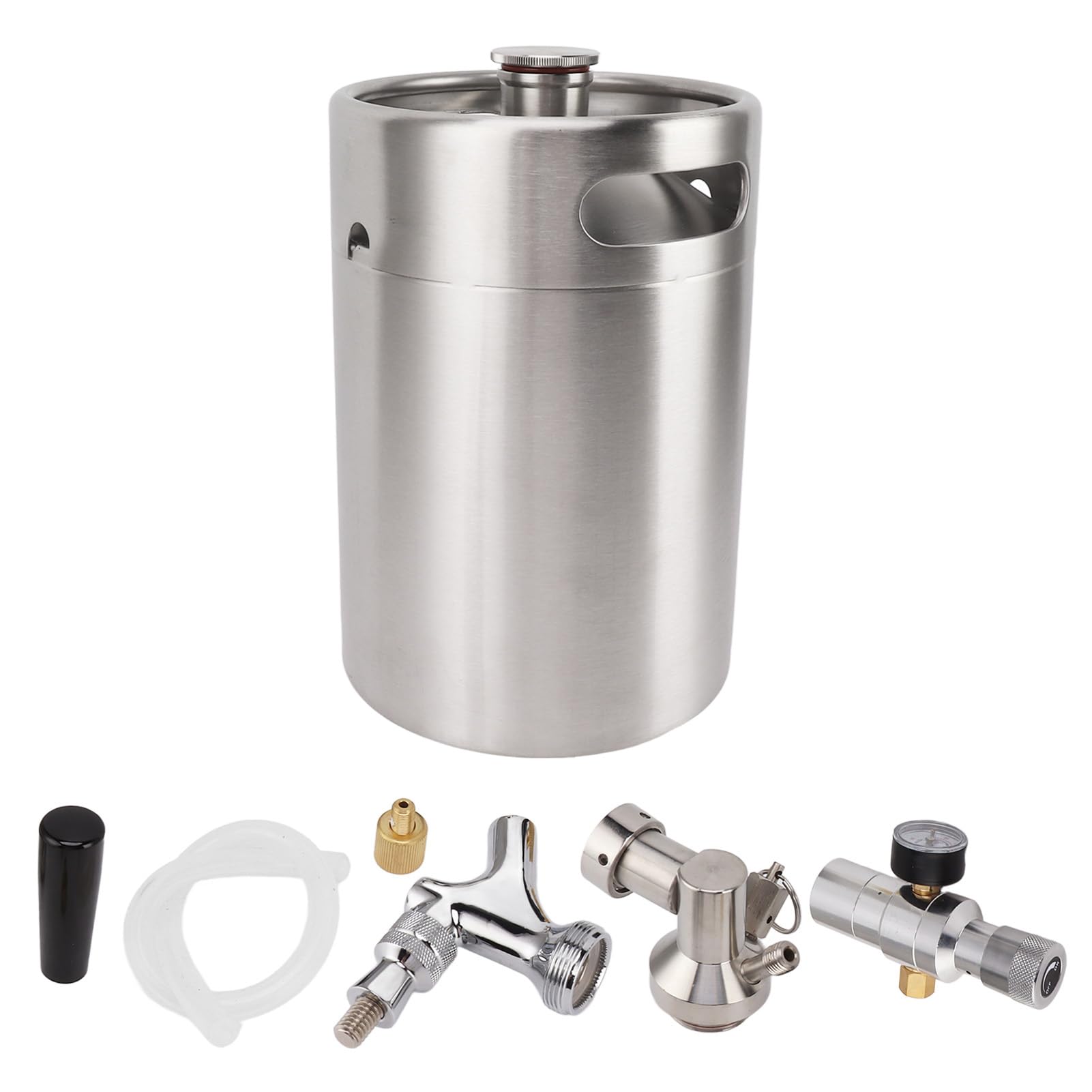 Dispensador de barril de cerveza de acero inoxidable de 5 litros con grifo ajustable, fácil de usar y distribuir la cerveza uniformemente, ideal para bares y uso doméstico