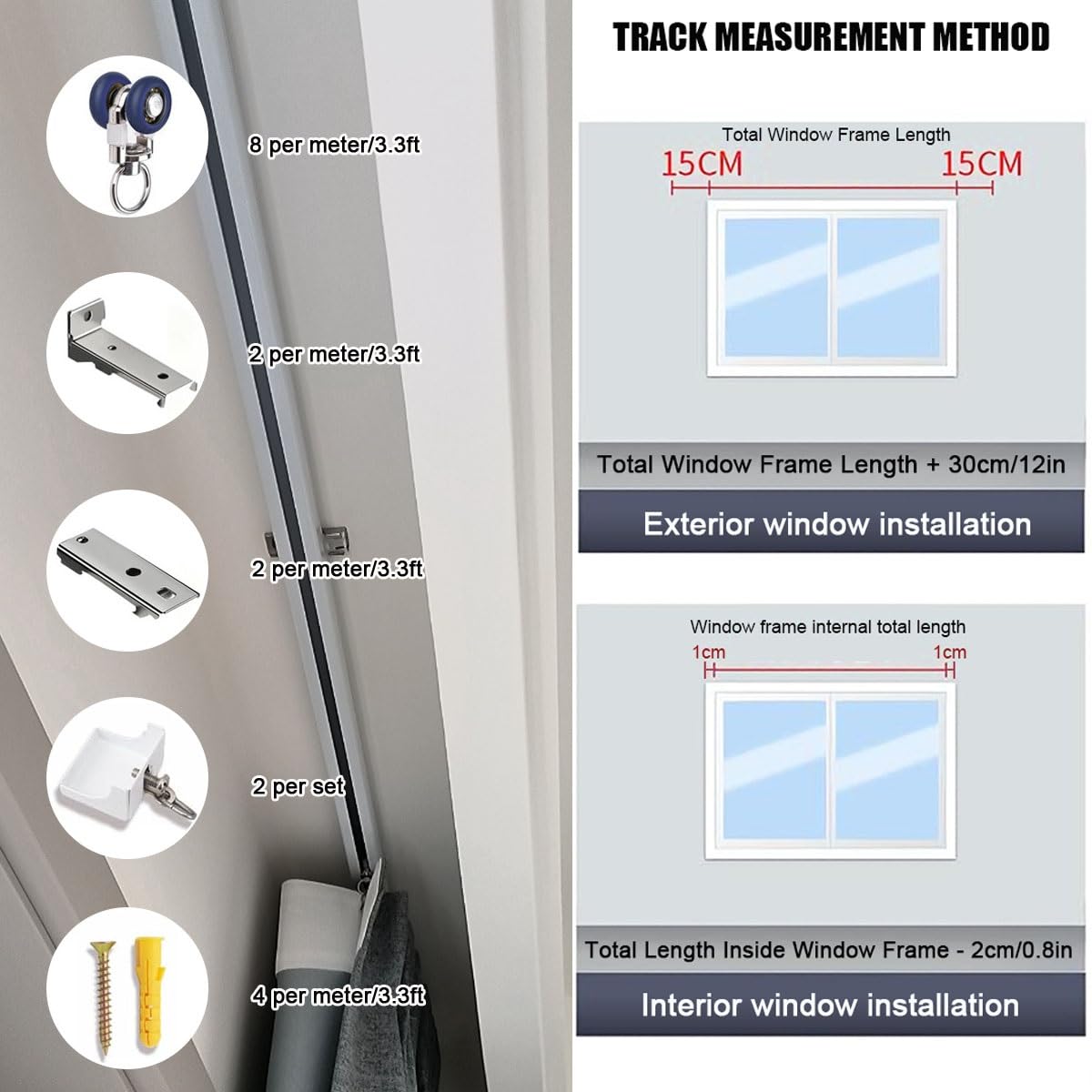 Aluminiowa szyna do zasłon, montowana na suficie, ścianka działowa, 50 kg, nośność, 1 szyna 0,5/2/3/4/5/6/8 m, uchwyt ścienny do salonu i sypialni (4,5 m)