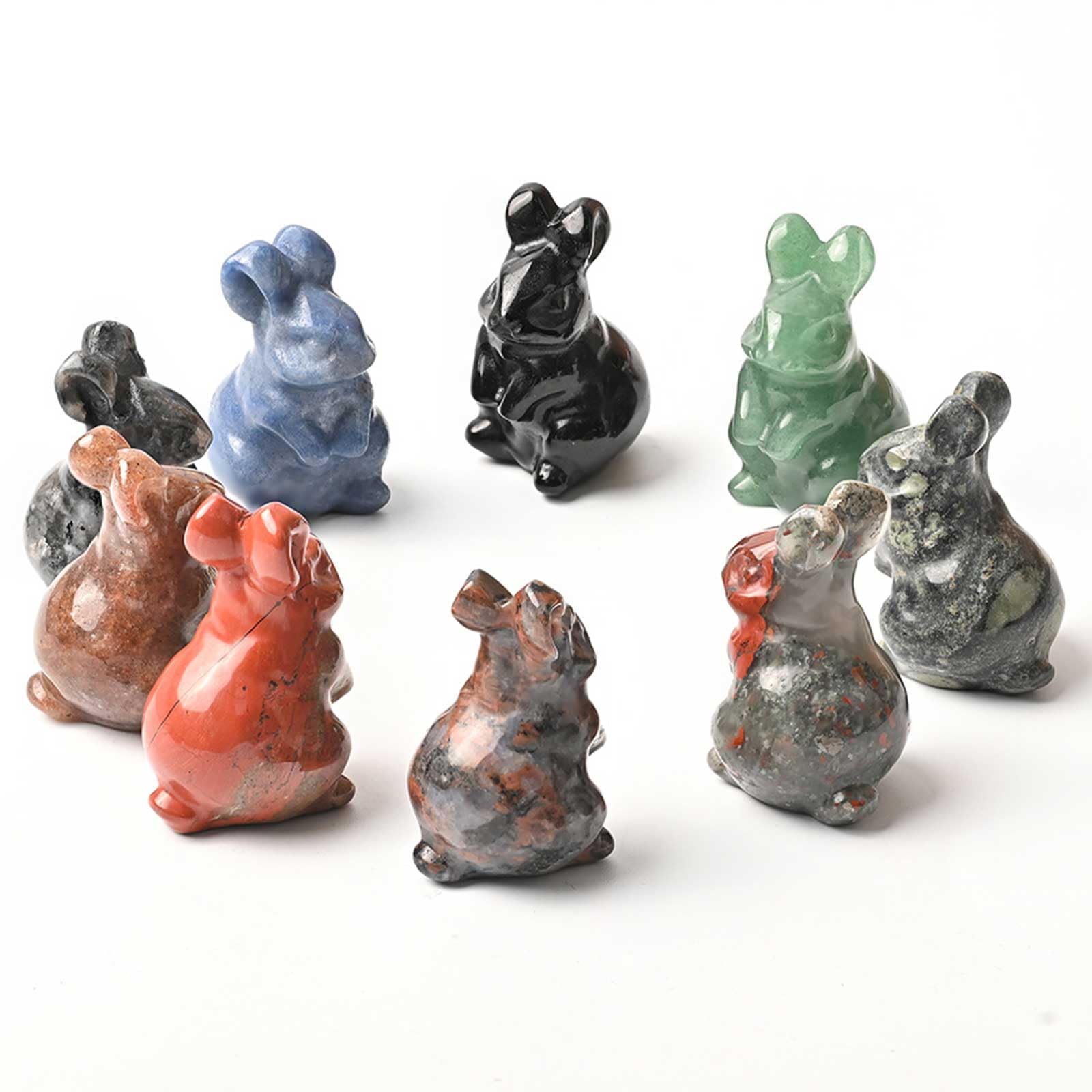 Figura de Conejo con Piedras Preciosas, 1,5 Pulgadas, Juego de 5