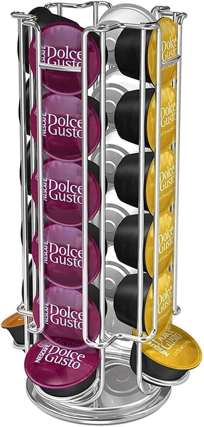 Sleek Silver Nescafe Dolce Gusto Coffee Pod Stand Organize 24 Pods in Style