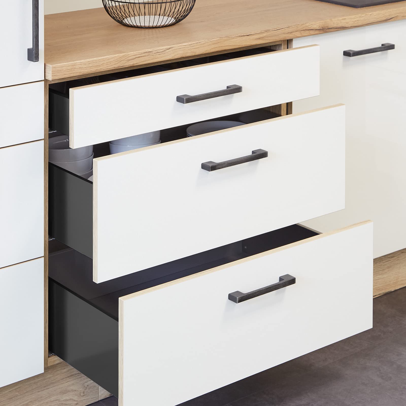 Set de Panneaux d'Aggloméré de Particules Fond et panneau arrière anthracite adapté au système de tiroirs JUNKER-SLIM profondeur de 500 mm et largeur du meuble de 600 mm (Épaisseur de 16 mm)