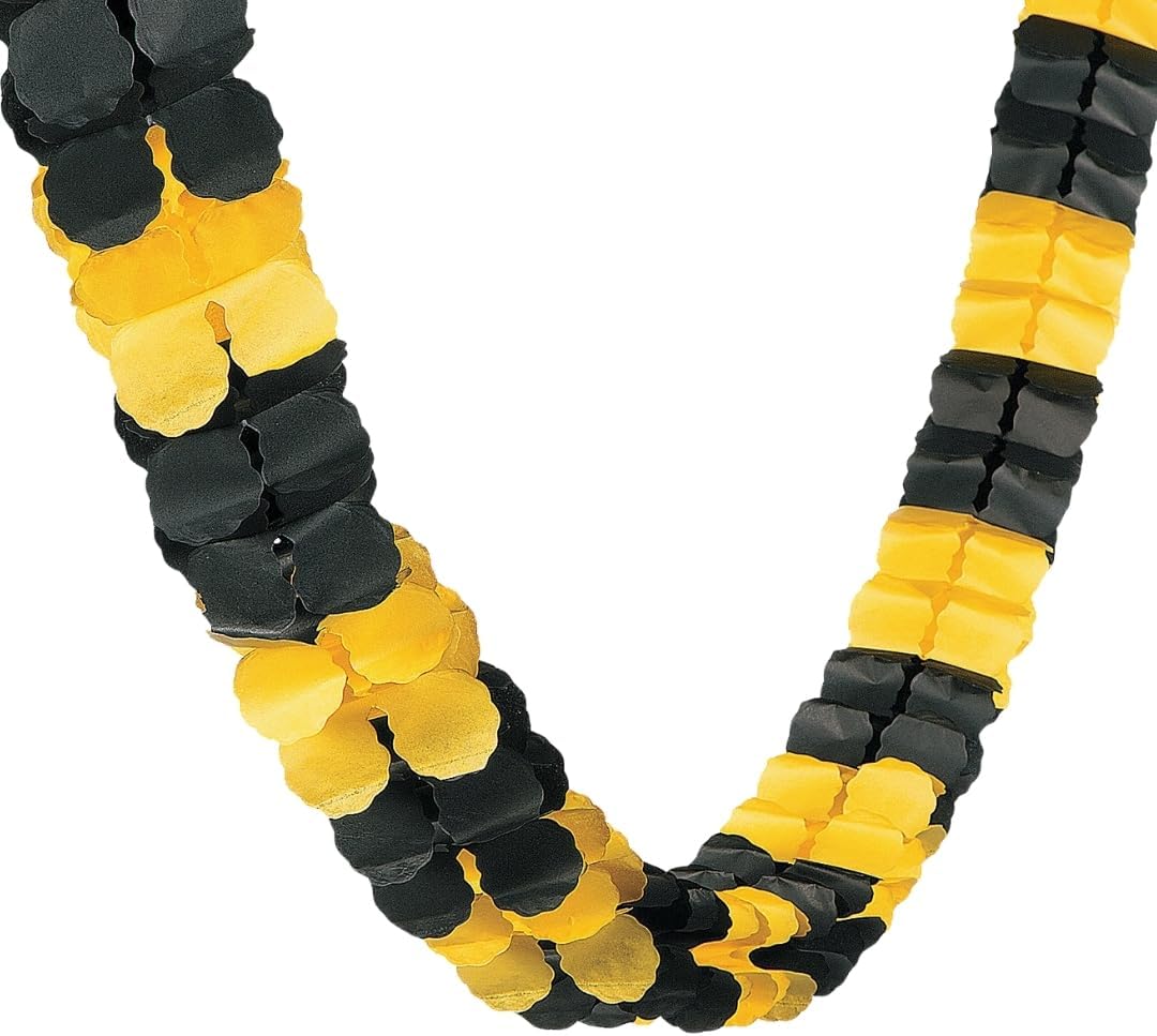 Fun Express - Yellow Graduation Tissue Garland (12ft) for Graduation - Party Decor - Hanging Decor - Garland - 1 Piece