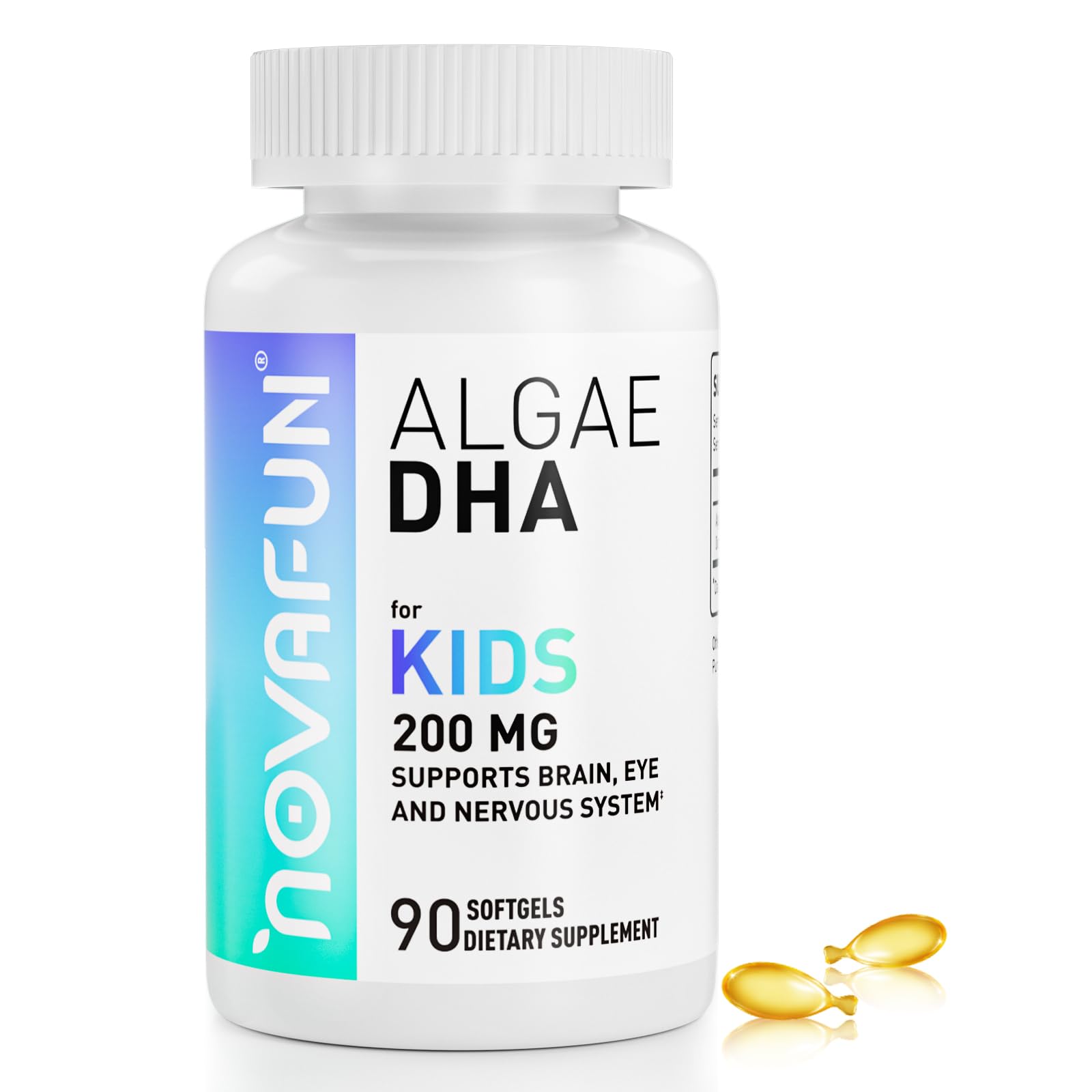 Kids Omega-3 DHA Supplement, Algal Sourced, 90 Softgels